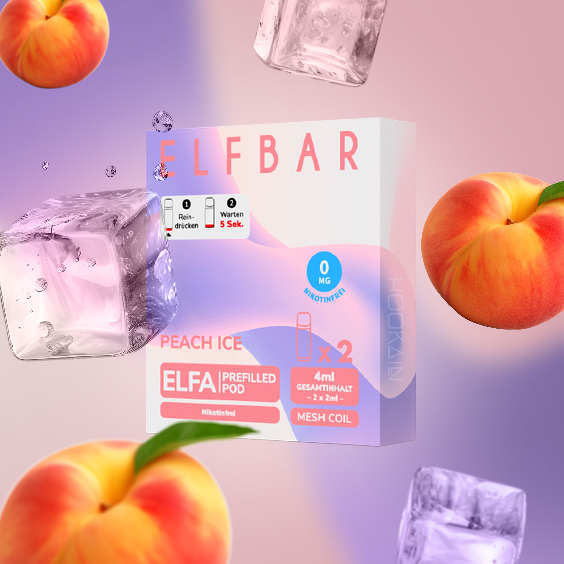 elfbar elfa master akku Elfbar ELFA Pods Apple Peach, nikotinfrei, 2er Pack