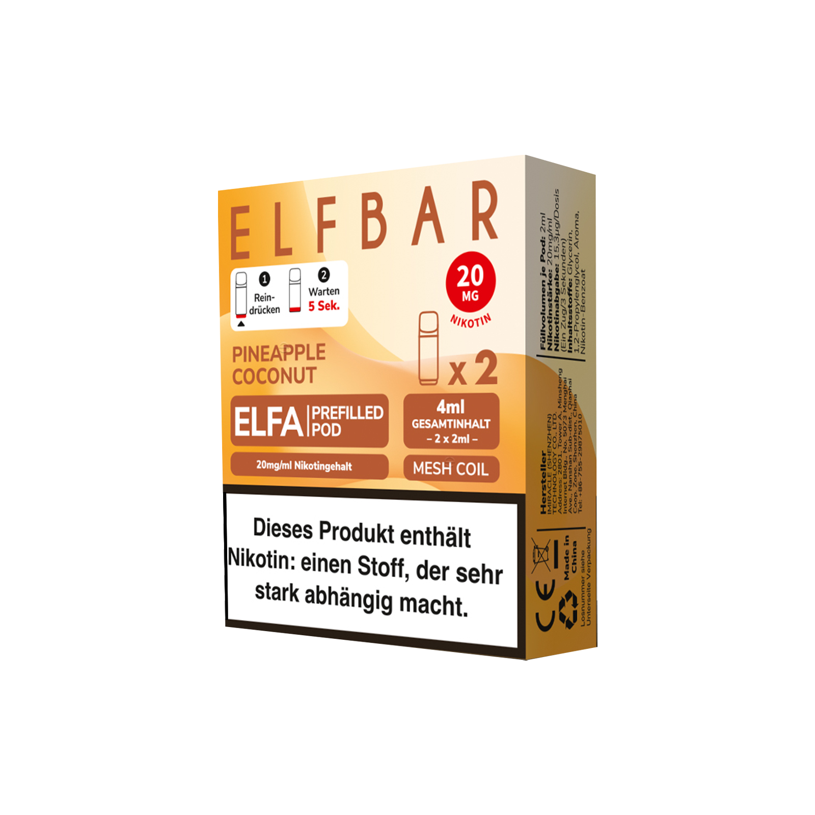 Elf Bar - ELFA - Prefilled Pod - Pineapple Coconut 1
