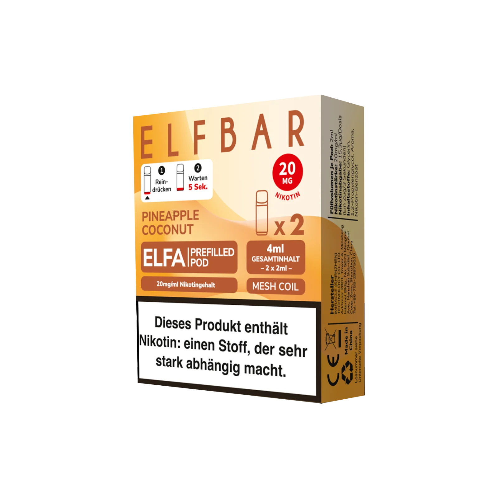 Elf Bar - ELFA - Prefilled Pod - Pineapple Coconut 1 Elf Bar - ELFA - Prefilled Pod - Pineapple Coconut 1
