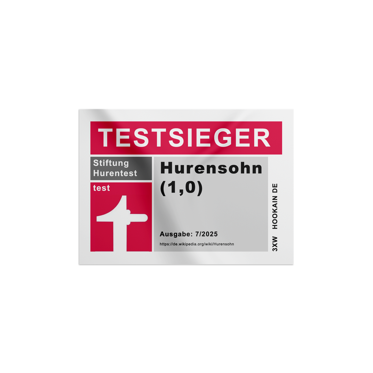 Hookain - Sticker  - Testsieger Hurensohn - Lustiger Aufkleber