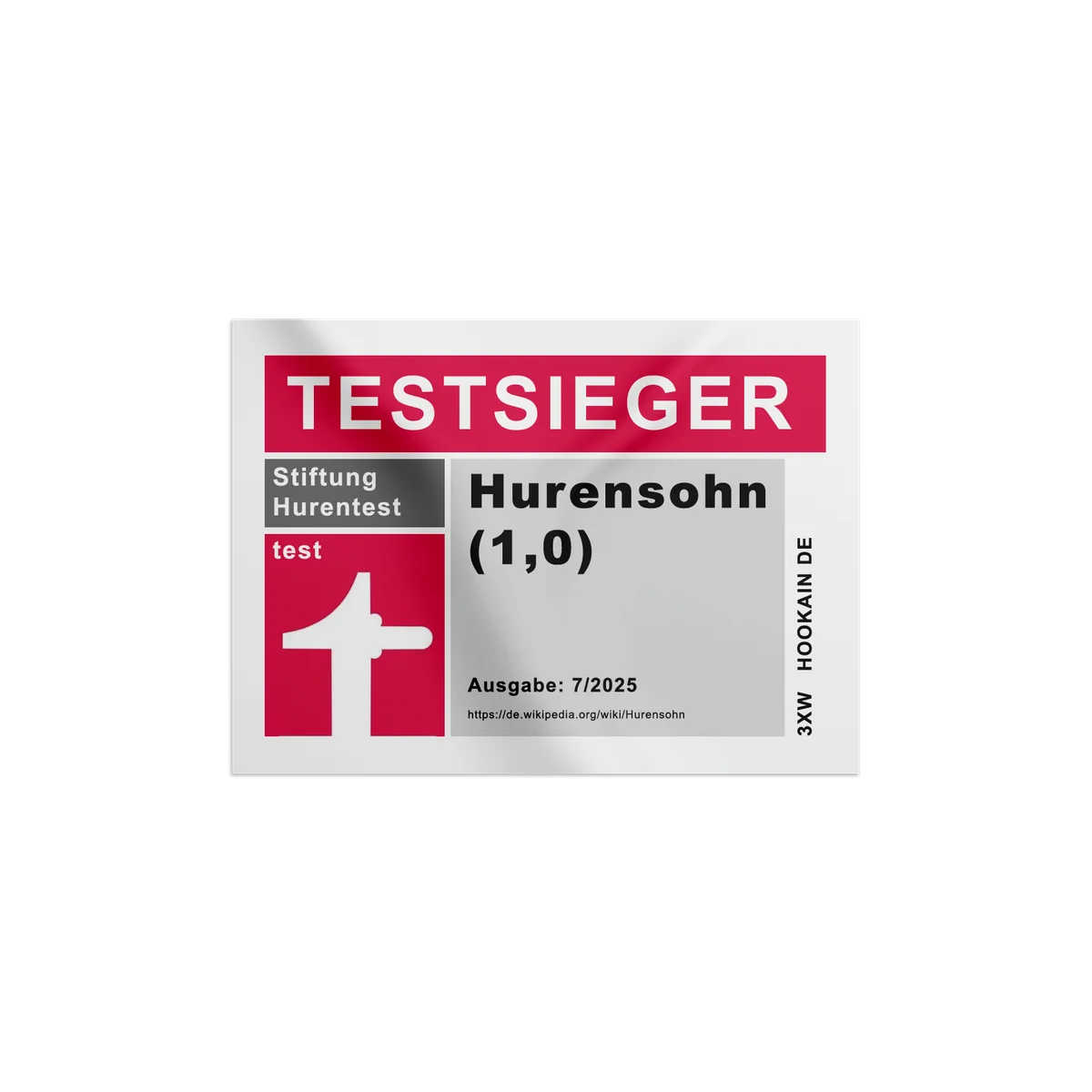 Hookain - Sticker  - Testsieger Hurensohn - Lustiger Aufkleber