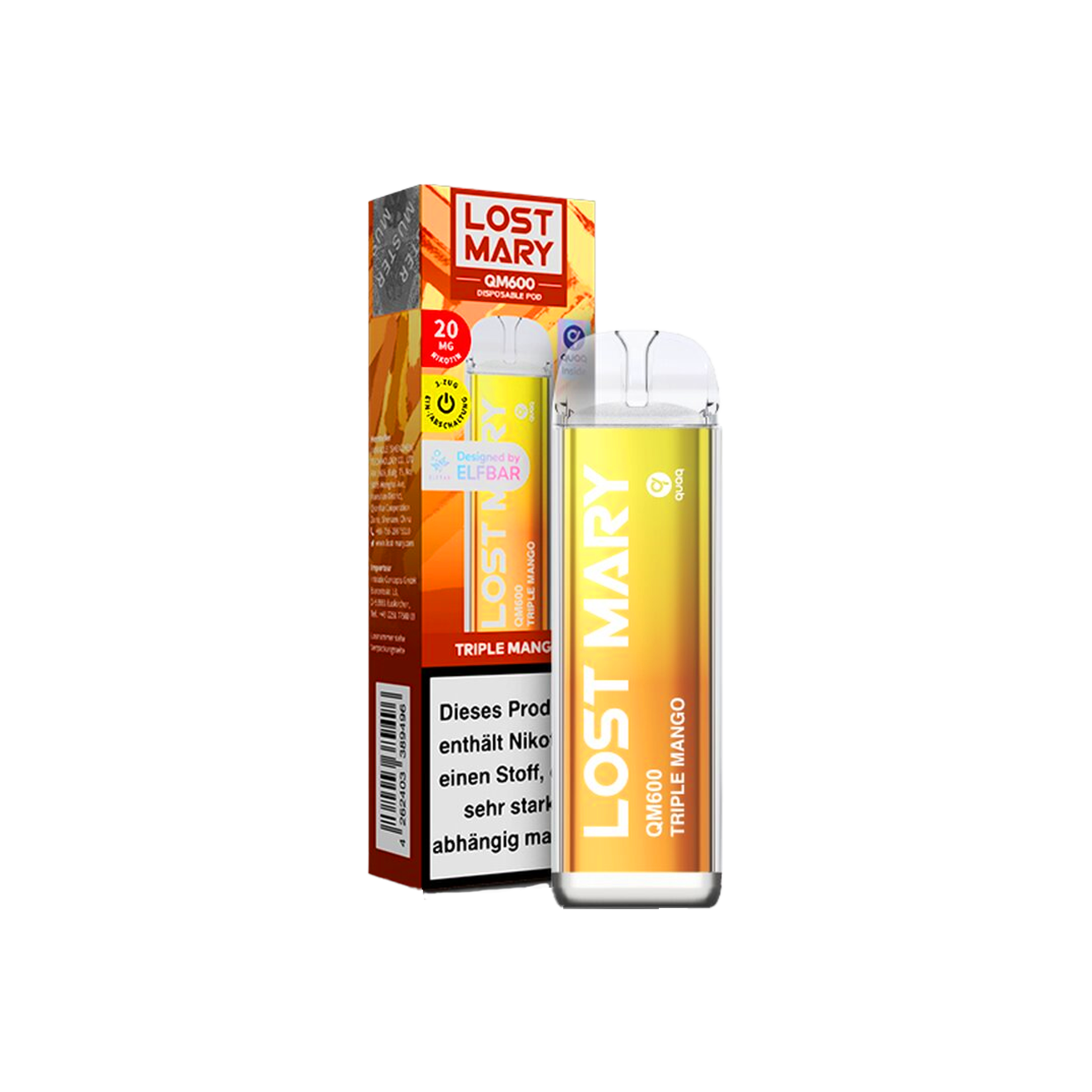 Lost Mary - QM600 - Triple Mango - Vapestick - 20 mg | Alle neuen Sorten günstig online kaufen - Hookain E-Shisha Onlineshop