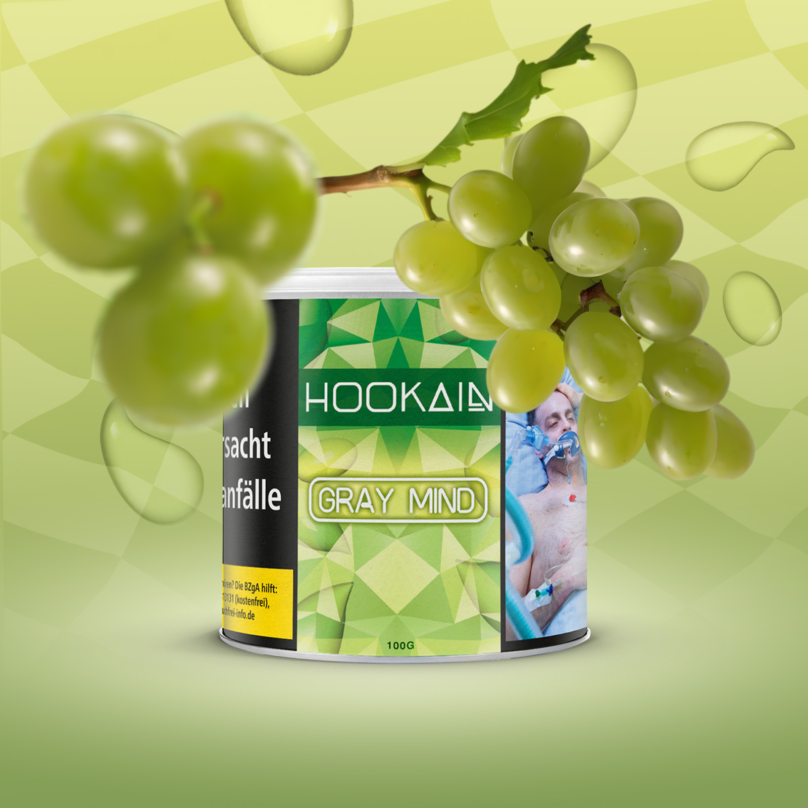 HOOKAIN Gray Mind 100g Shishatabak mit Traube und Minze 1