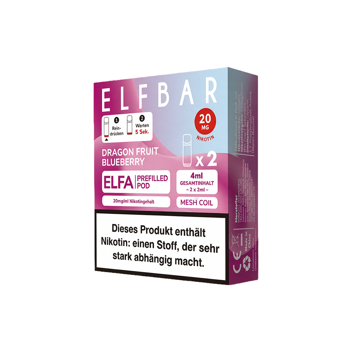 Elf Bar - ELFA - Prefilled Pod - Dragonfruit Blueberry1