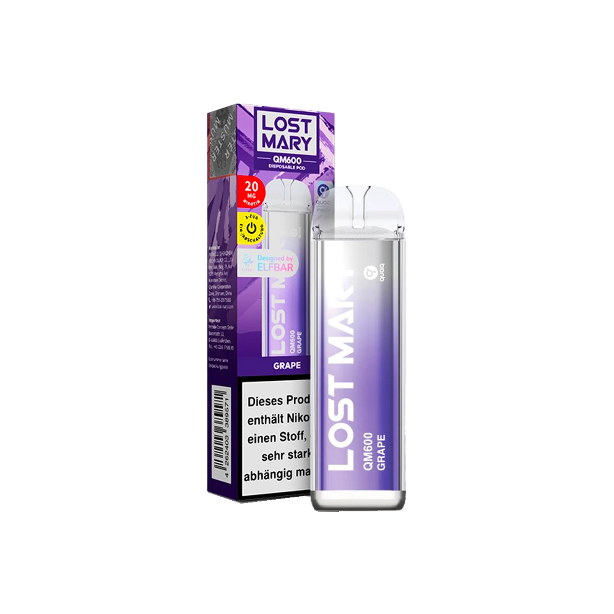 Lost Mary - QM600 - Grape - Vapestick - 20 mg | Alle neuen Sorten günstig online kaufen - Hookain E-Shisha Onlineshop