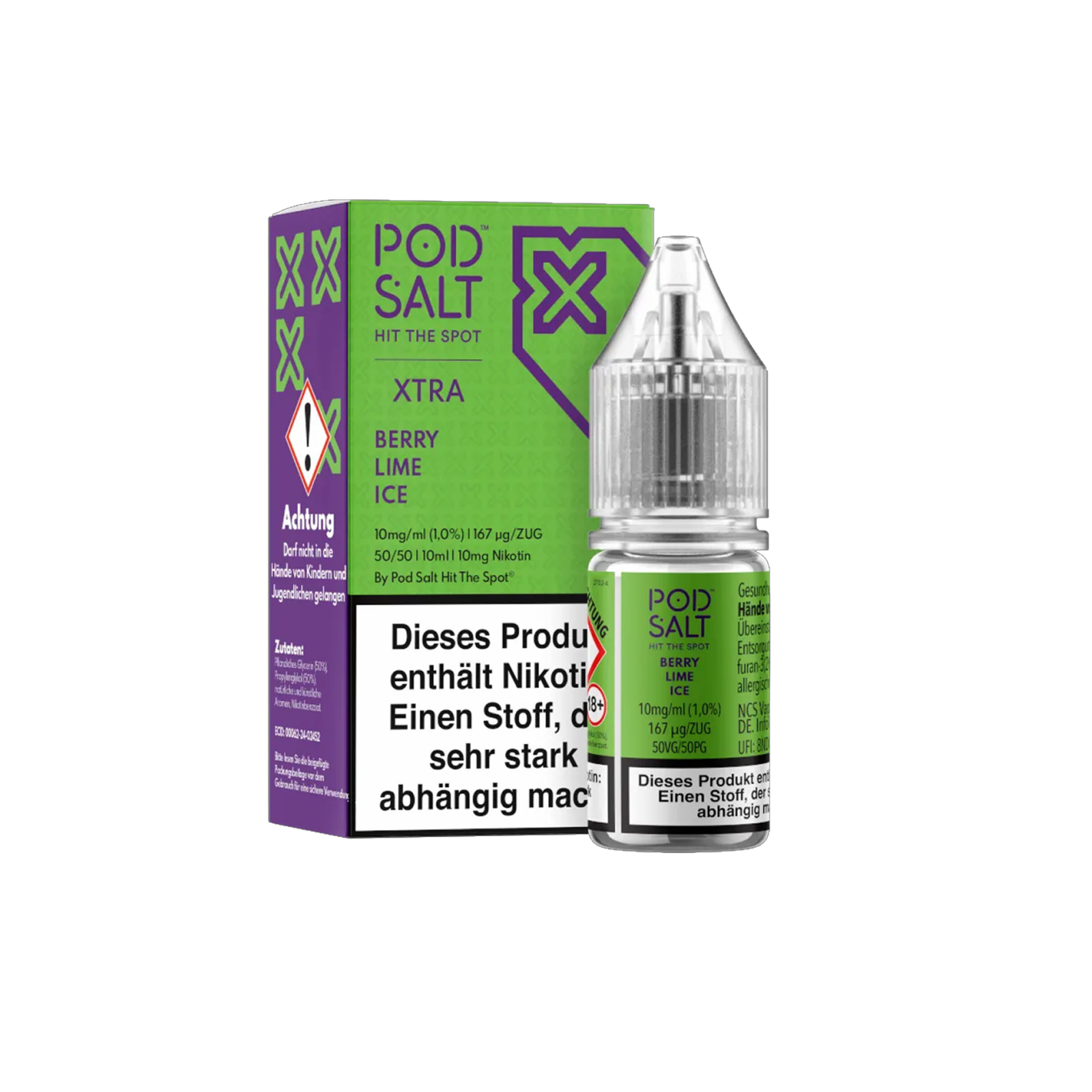 Pod Salt Xtra - E-Liquid - Nicotine Salt - Berry Lime Ice - 10 ml - 10 mg