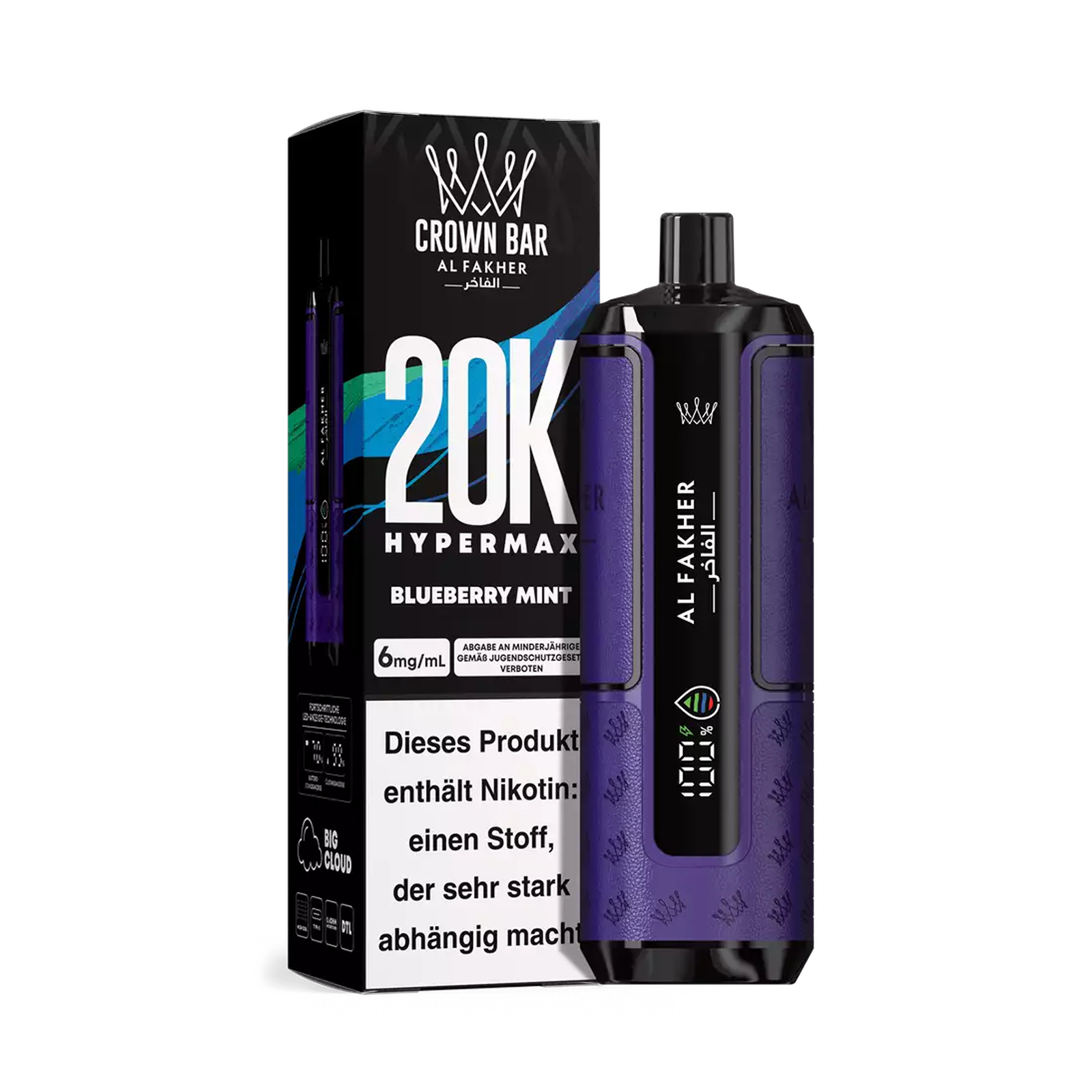 Al Fakher - Crown Bar - Hypermax - 20k - Blueberry Mint1