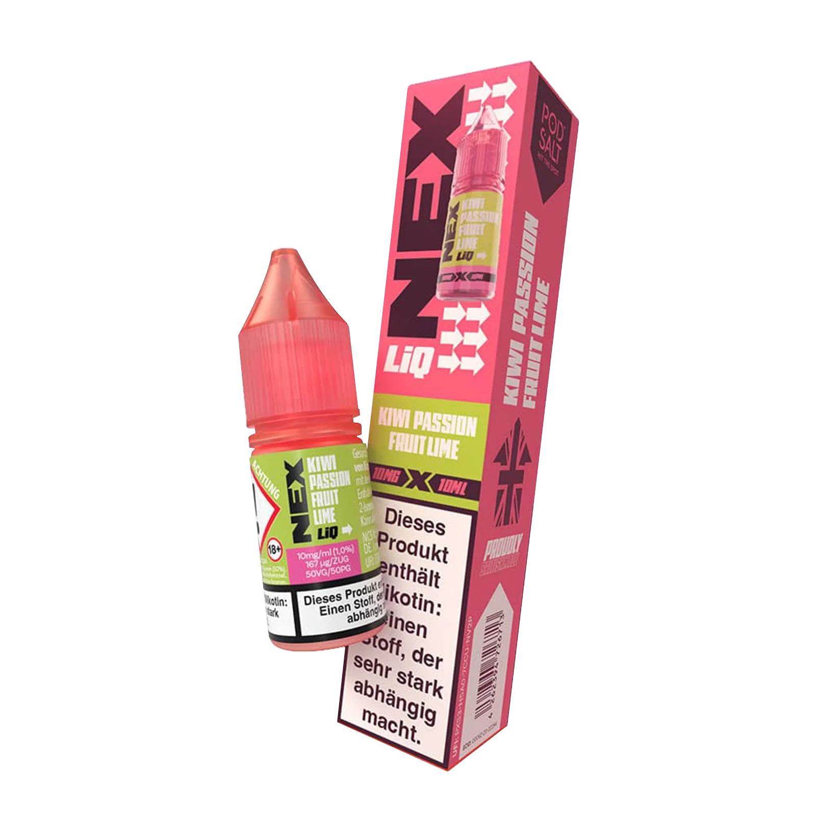 NexLiq - Pod Salt- NicSalt - 10 ml 10 mg Kiwi Passionfruit Lime  - 2a