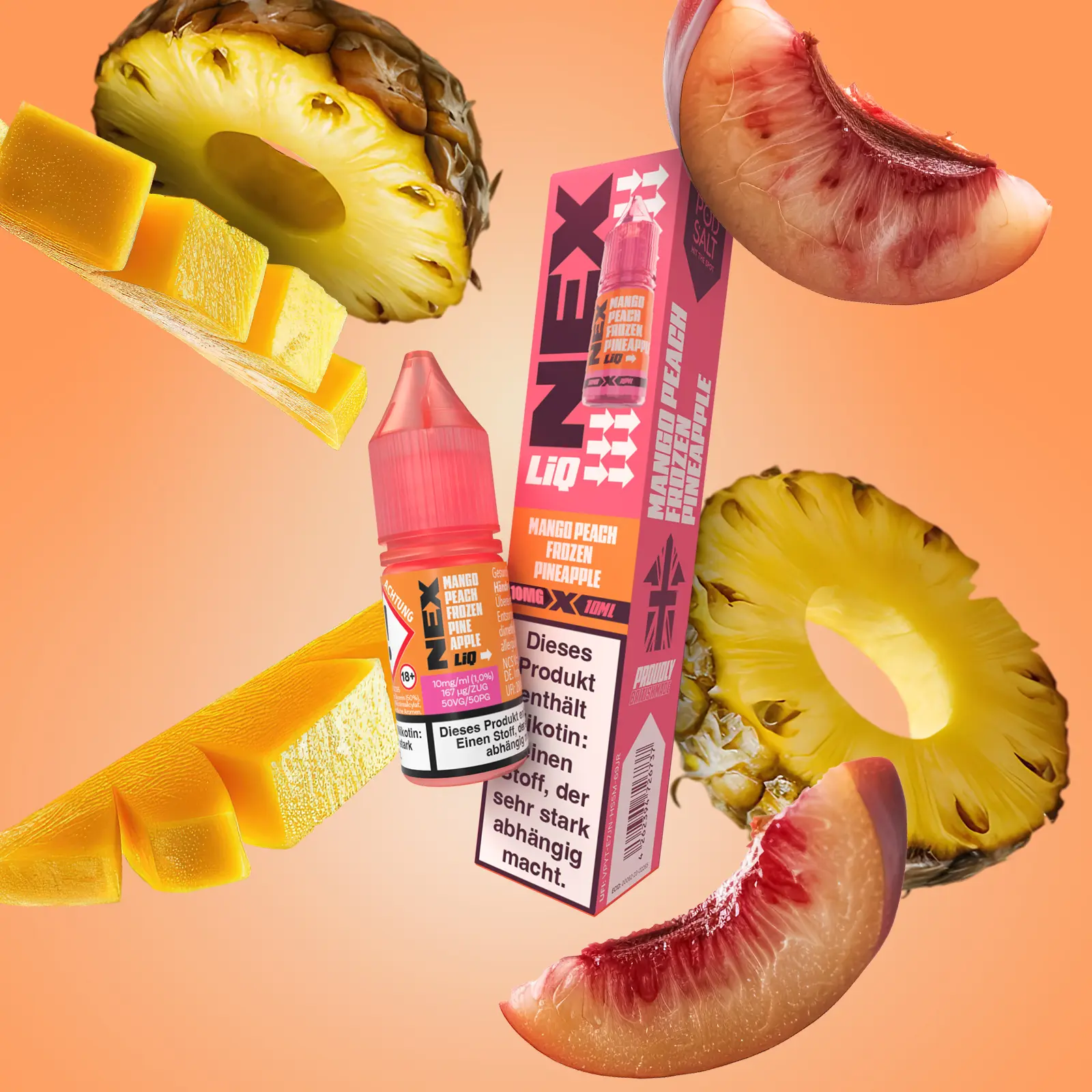 NexLiq - Pod Salt- NicSalt - 10 ml 10 mg Mango Peach Frozen Pineapple 1