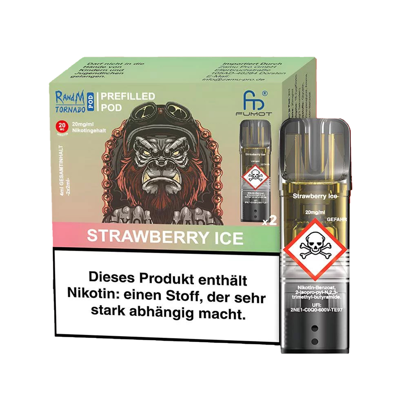 RandM  - Tornado Pods - Strawberry Ice - 2er Pack - 20 mg - 2 ml-1