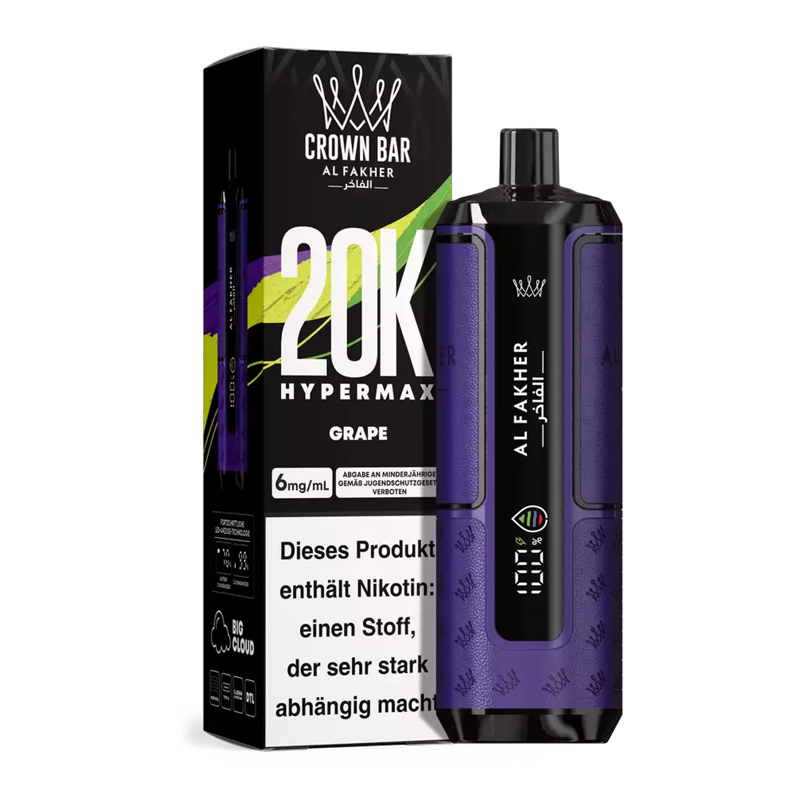 Al Fakher - Crown Bar - Hypermax - 20k - Grape 1