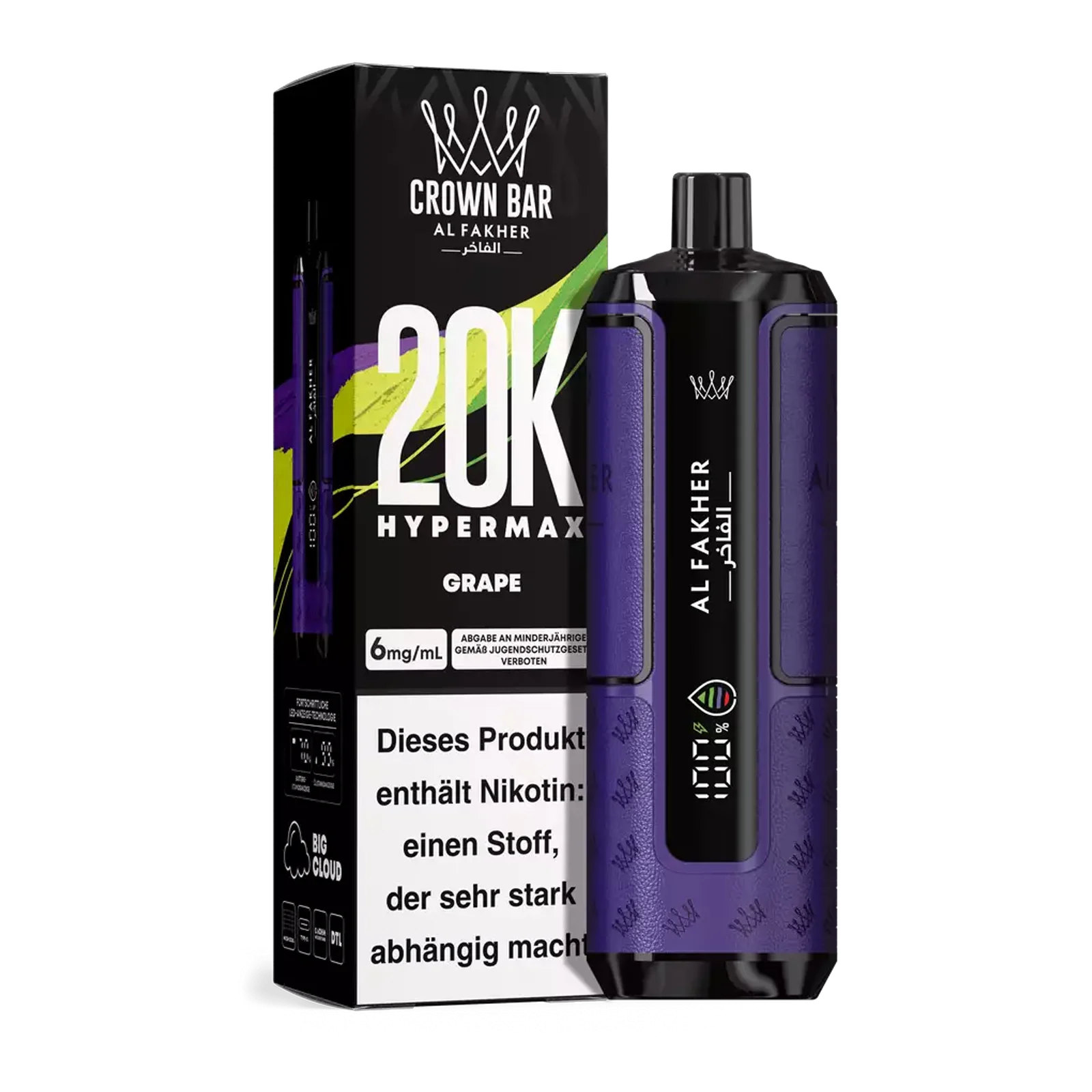 Al Fakher - Crown Bar - Hypermax - 20k - Grape 1