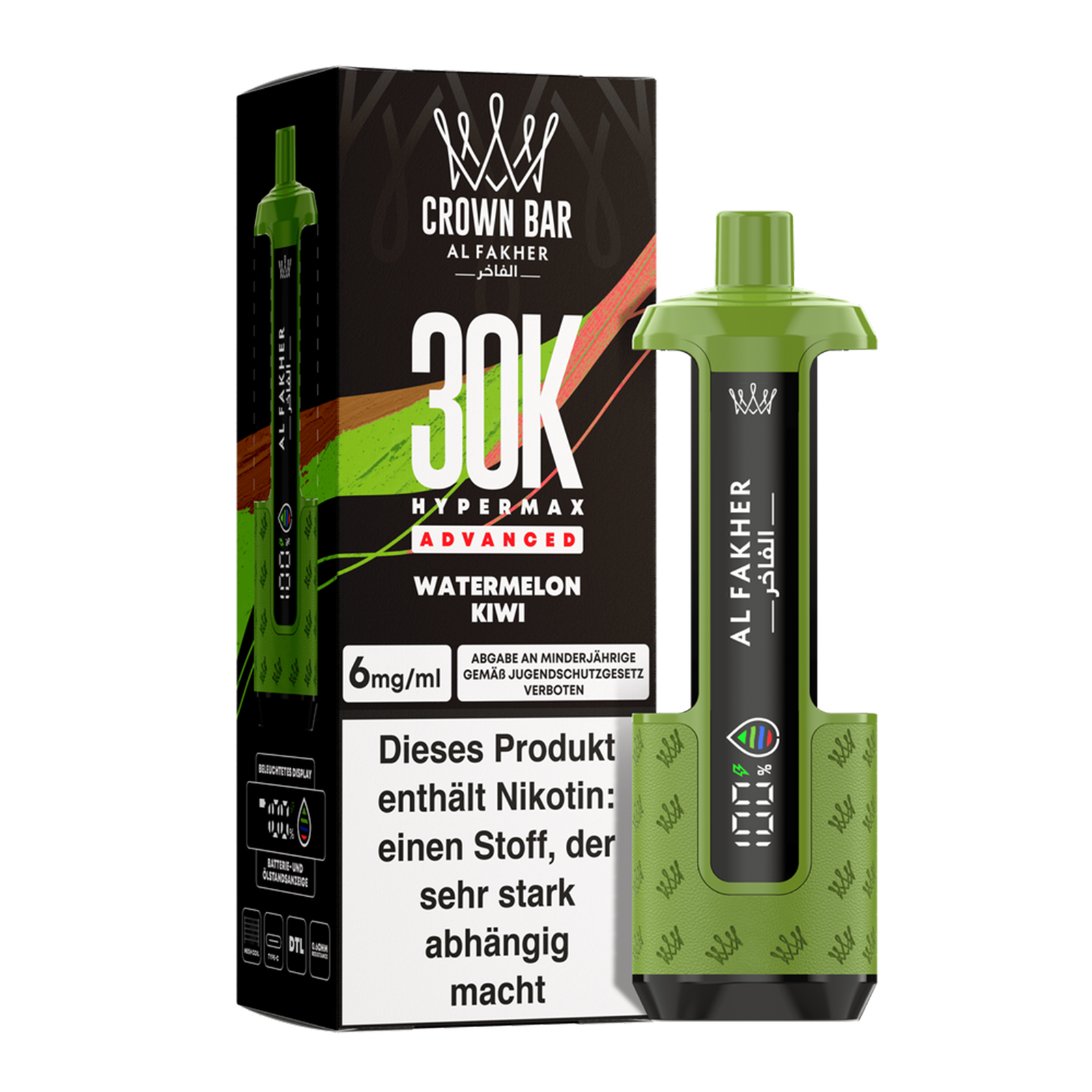 Al Fakher - Crown Bar - Hypermax - Advanced - 30K - Watermelon Kiwi 2