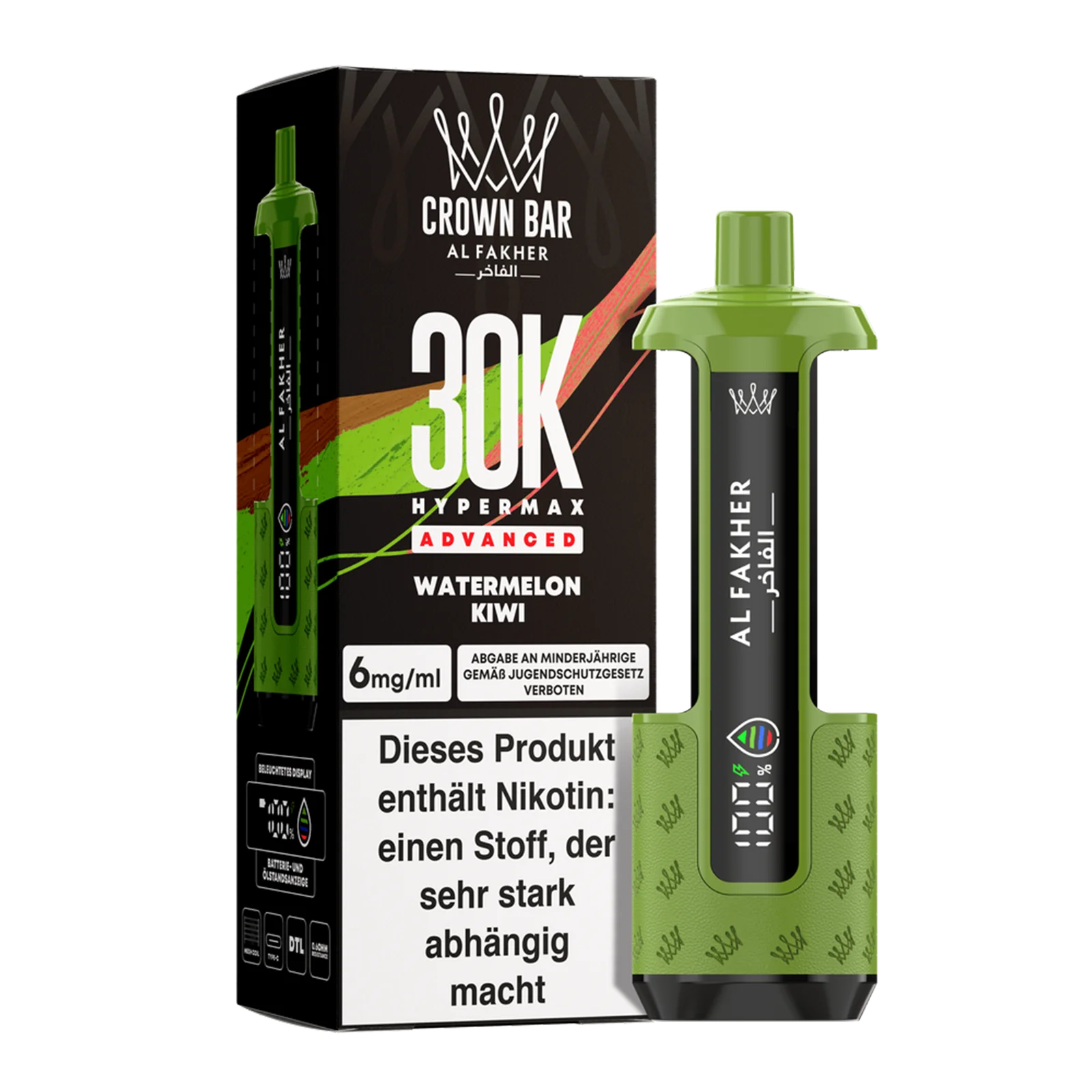 Al Fakher - Crown Bar - Hypermax - Advanced - 30K - Watermelon Kiwi 2