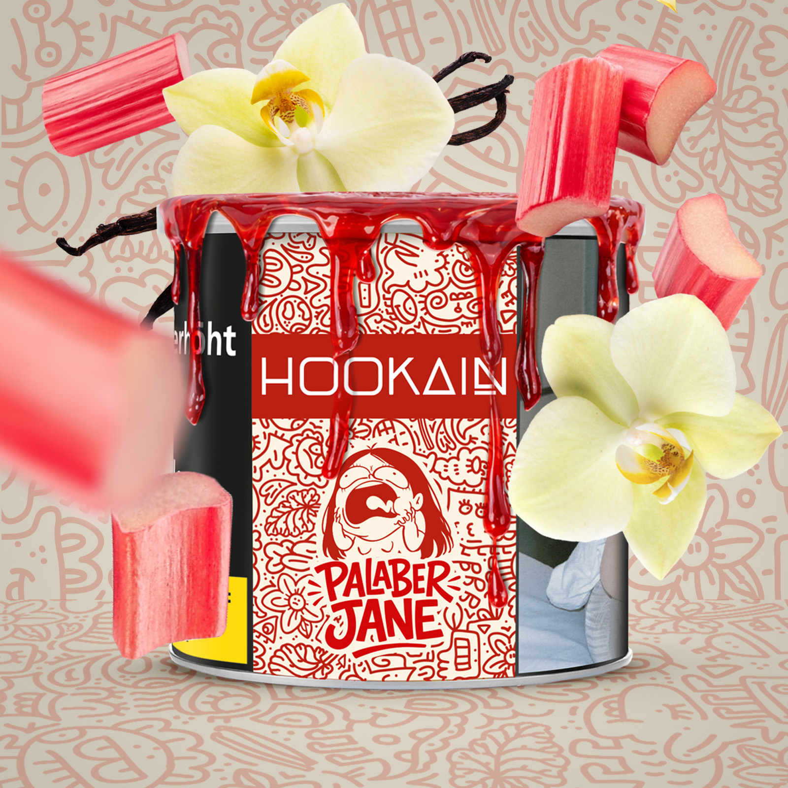 Hookain Palaber Jane 200g Shishatabak &ndash; Rhabarber & Bourbon Vanille 1