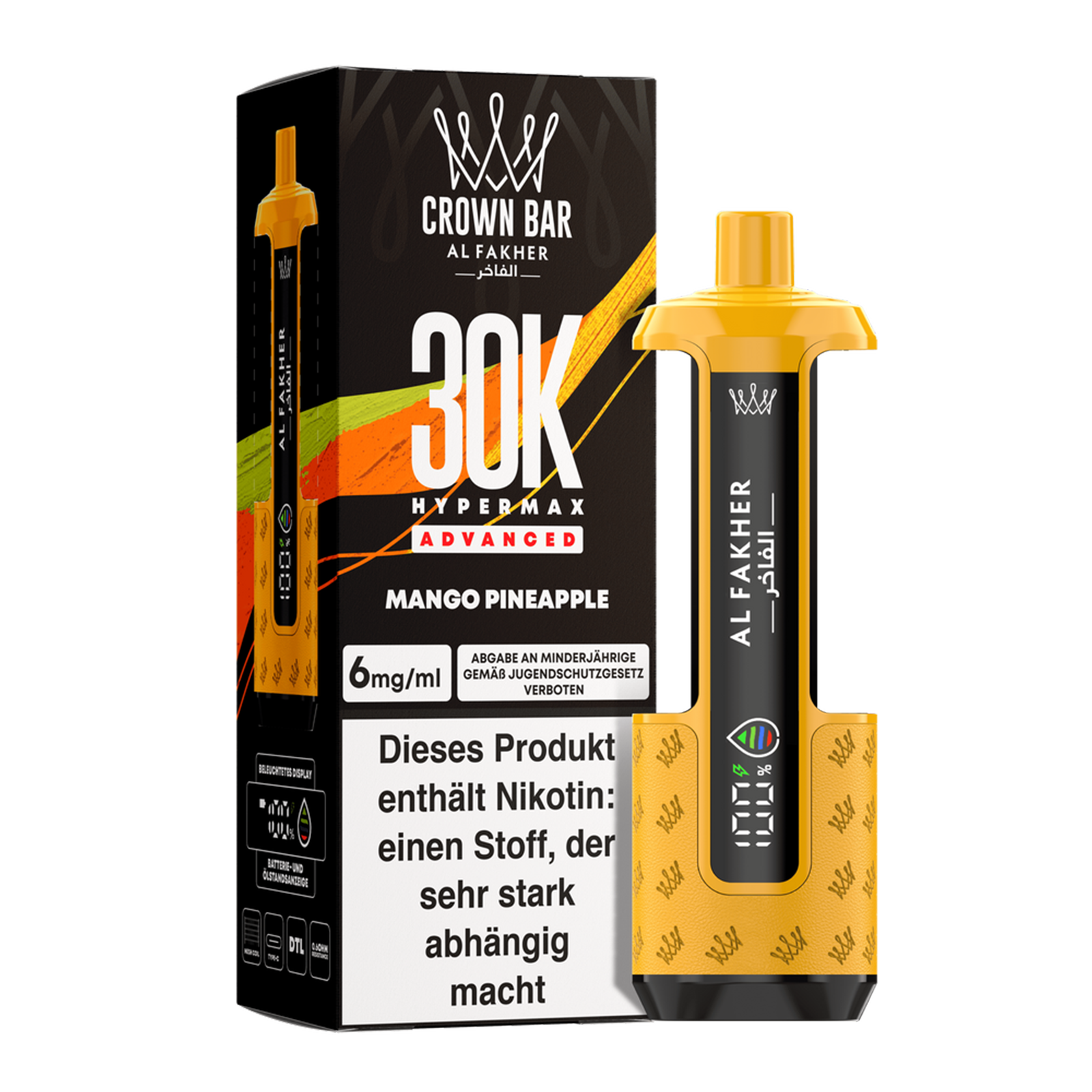 Al Fakher - Crown Bar - Hypermax - Advanced - 30K - Mango Pineapple 2