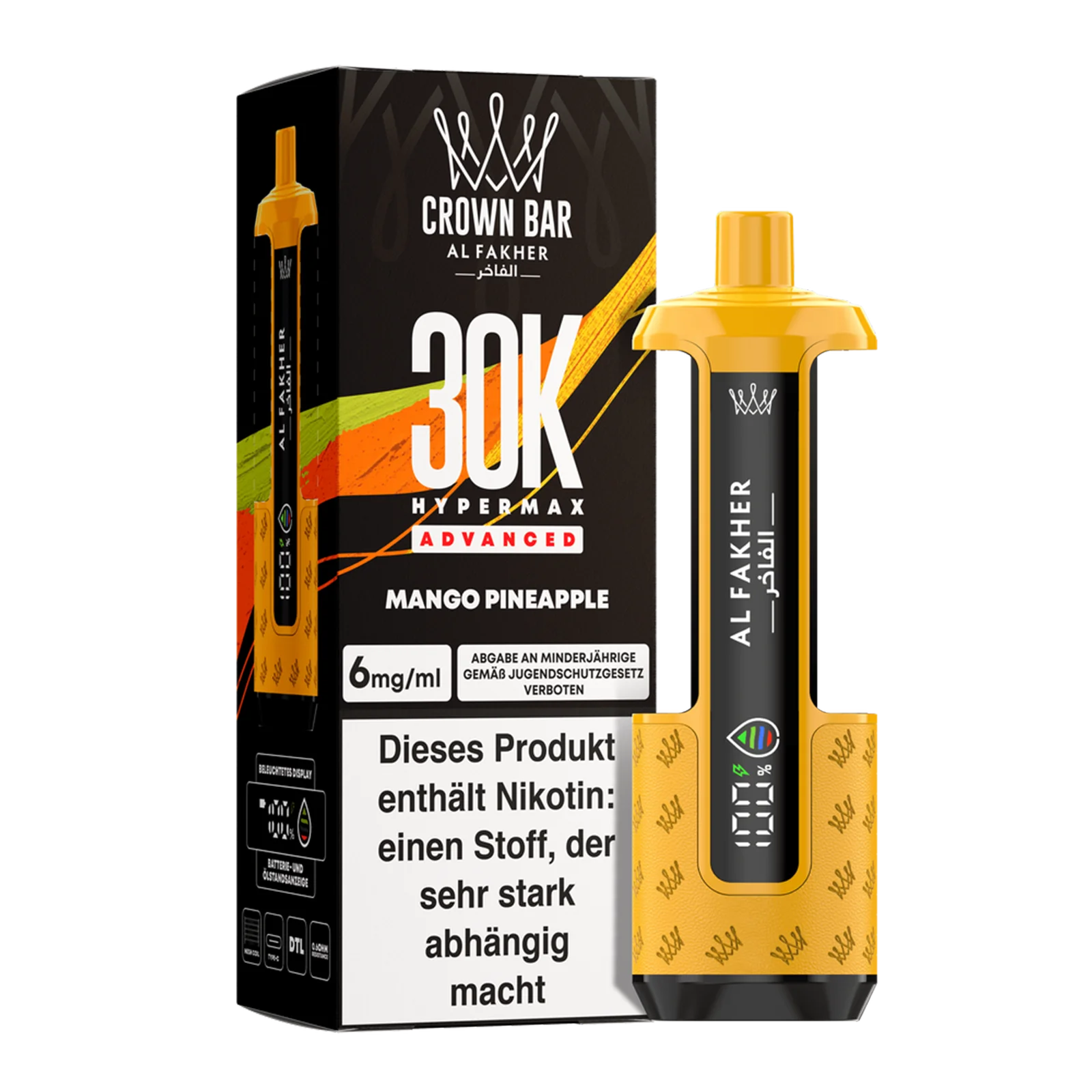 Al Fakher - Crown Bar - Hypermax - Advanced - 30K - Mango Pineapple 2
