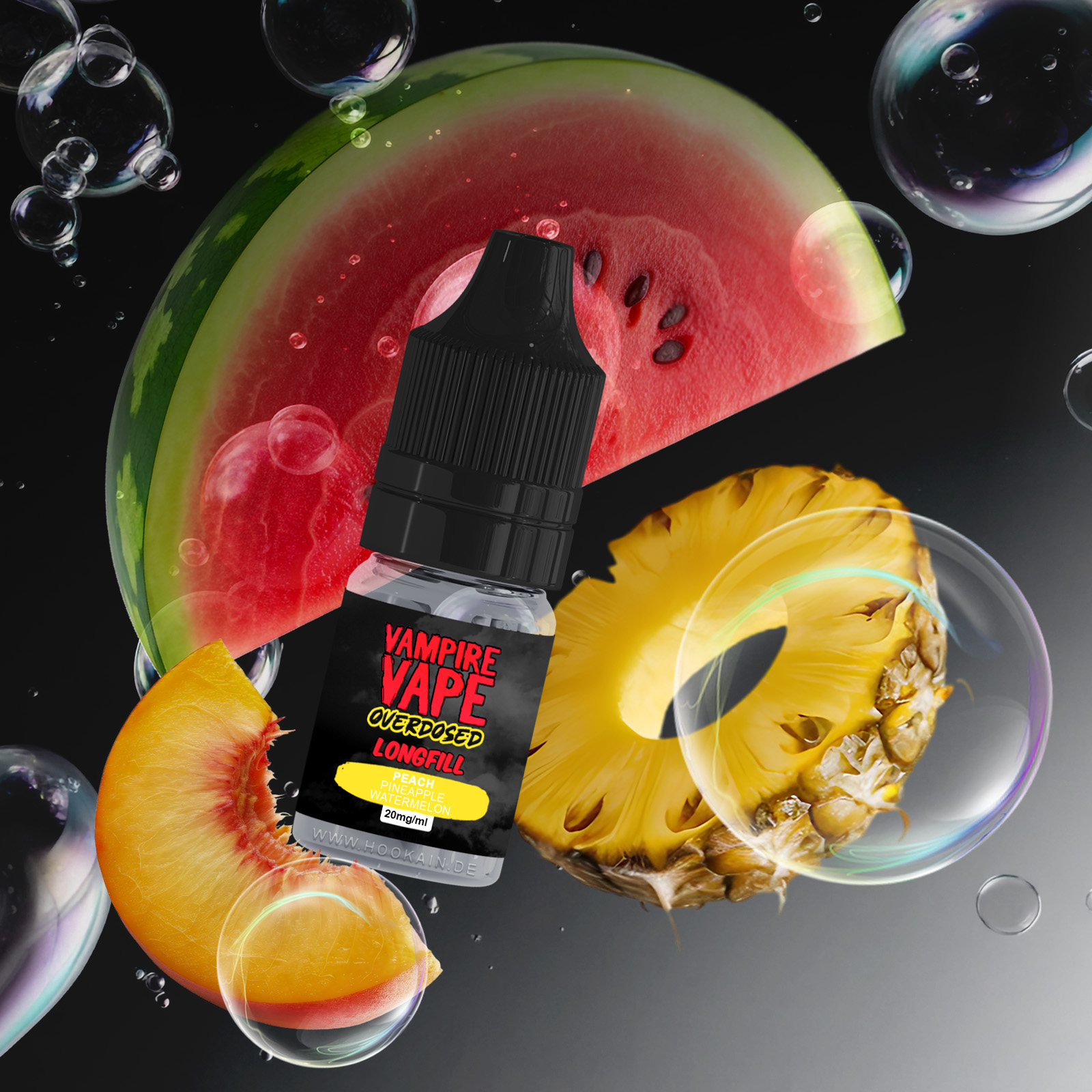 Vampire Vape Overdosed Peach Pineapple Watermelon 10 ml &ndash; Nikotinsalz Vampire Vape Overdosed Peach Pineapple Watermelon 10 ml &ndash; Nikotinsalz 1