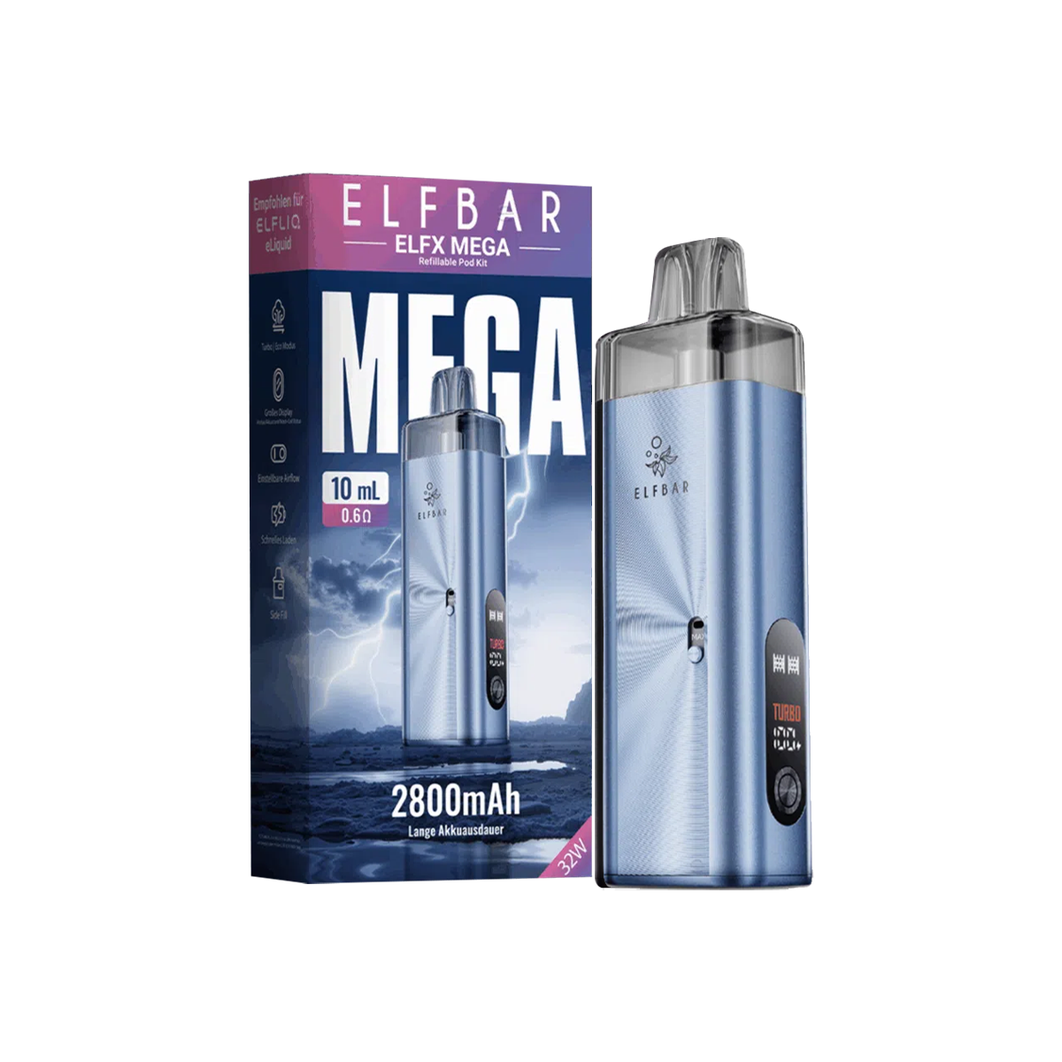 Elfbar Elfx Mega Cyan Basisgerät 2800 mAh2