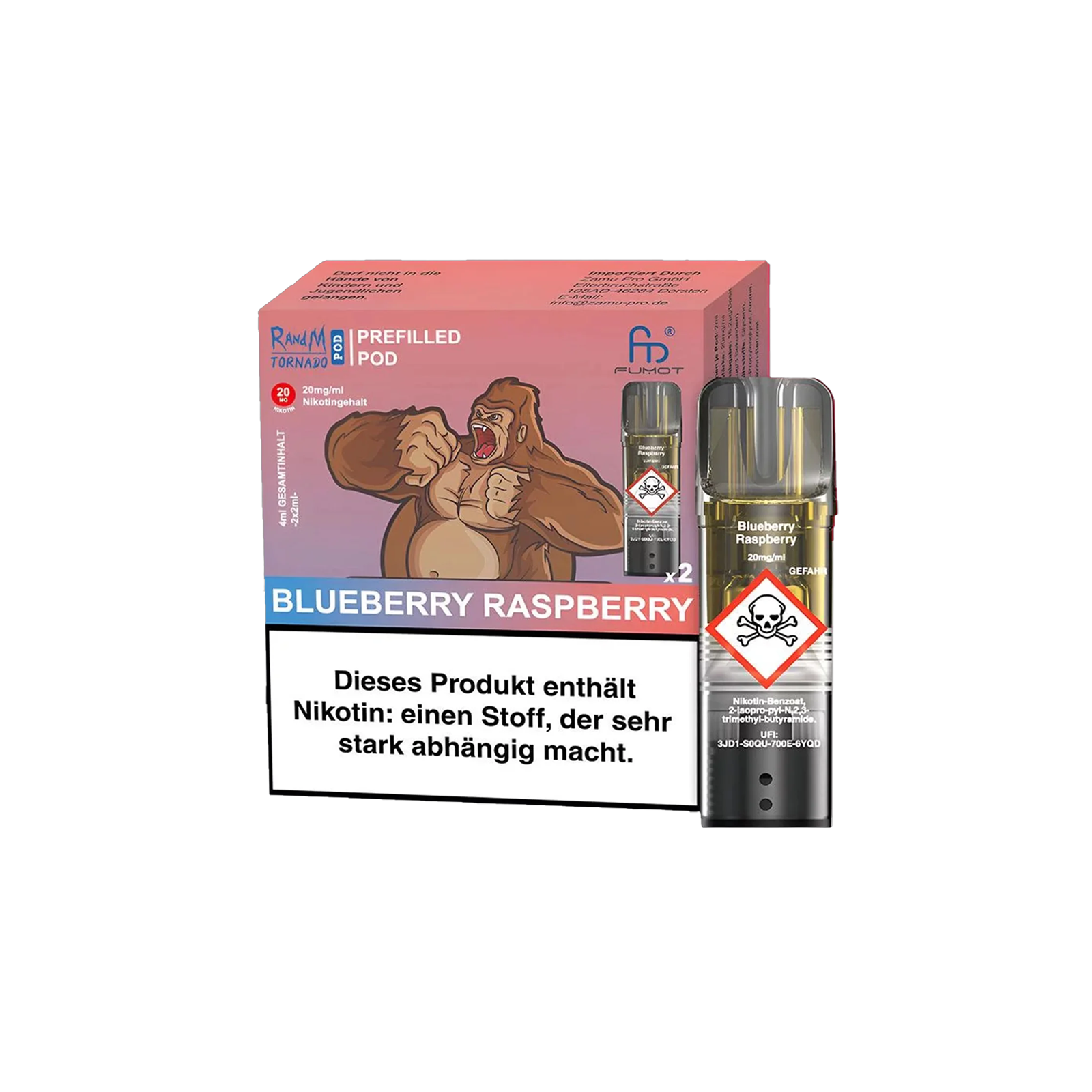 RandM  - Tornado Pods - Blueberry Raspberry - 2-pack - 20 mg - 2 ml