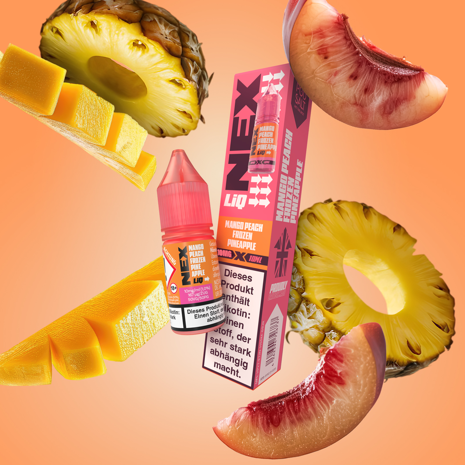 NexLiq - Pod Salt- NicSalt - 10 ml 10 mg Mango Peach Frozen Pineapple 1