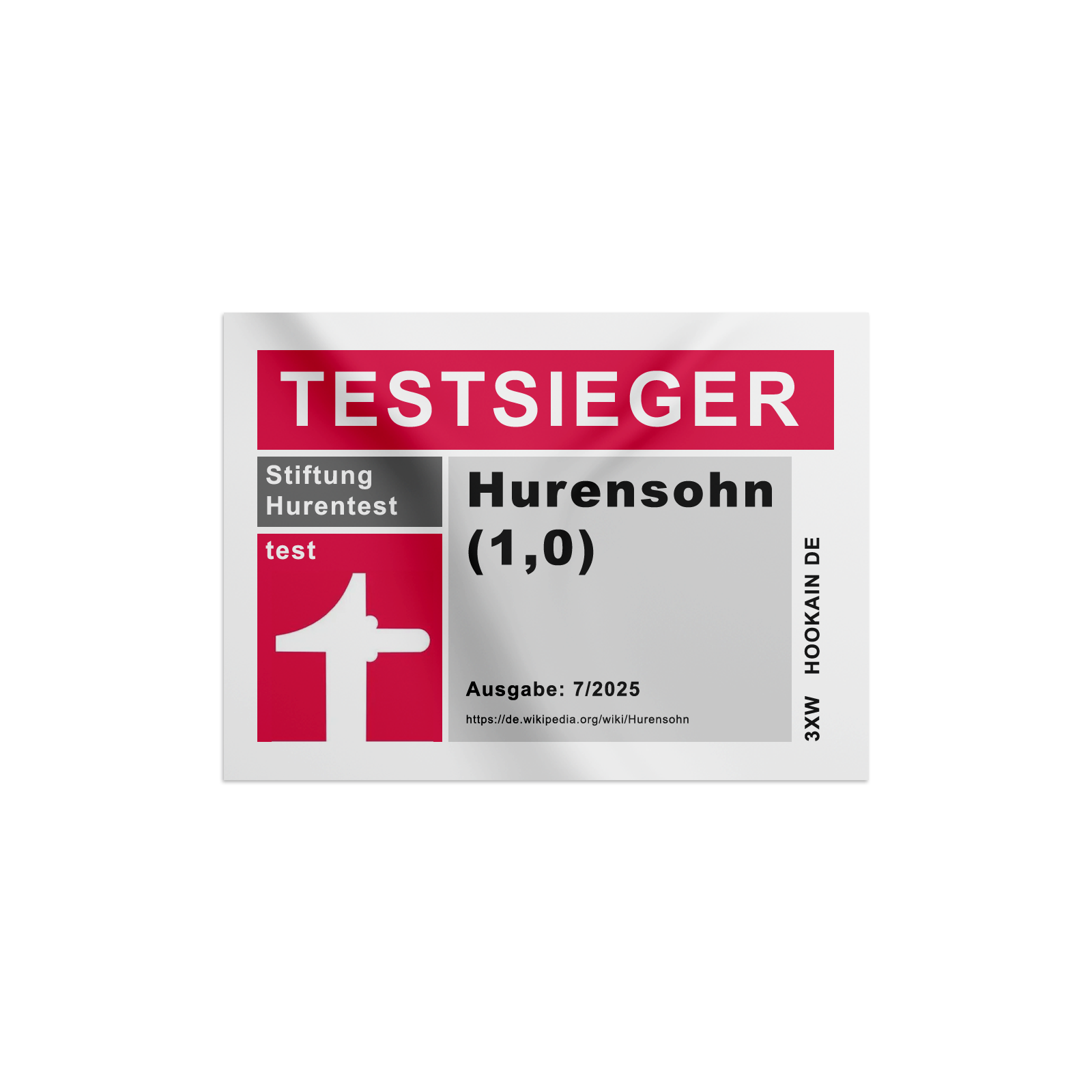 Hookain - Sticker  - Testsieger Hurensohn - Lustiger Aufkleber