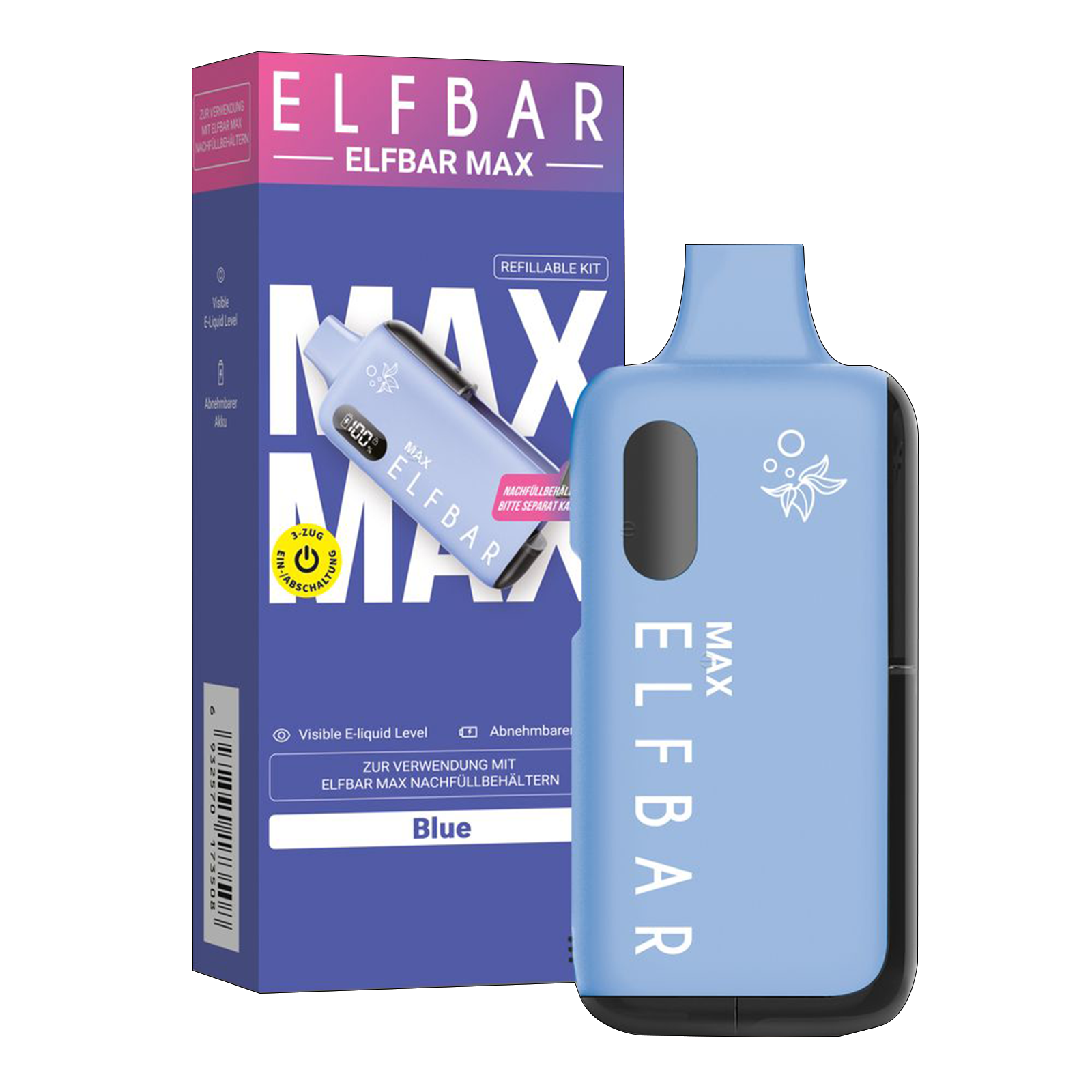 Elfa Max Pod Kit Blue ELFBAR in stylish blue Elfa Max Pod Kit Blue ELFBAR in stylish blue