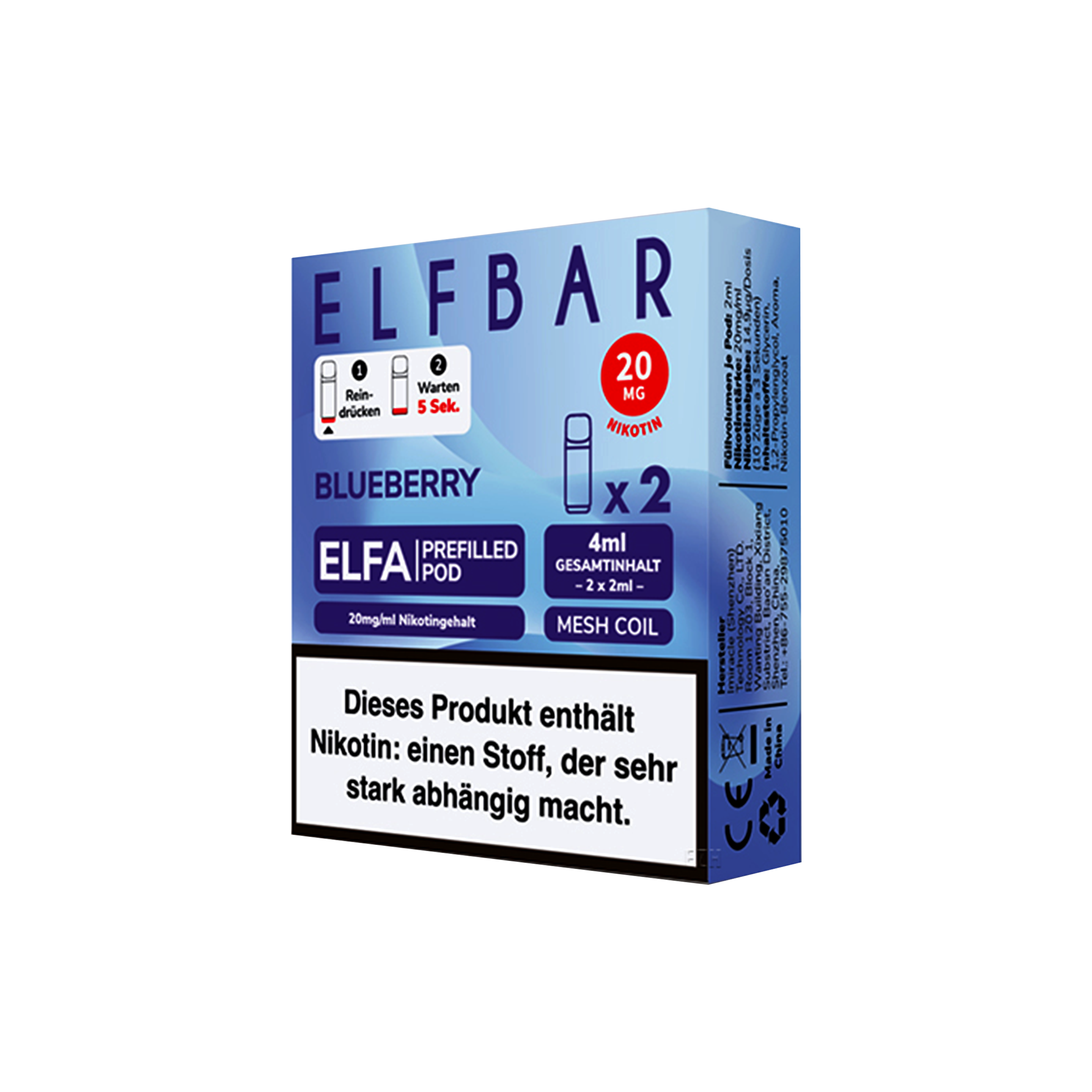 Elf Bar ELFA CP Prefilled Pod Blueberry | Neue Liquid Sorten