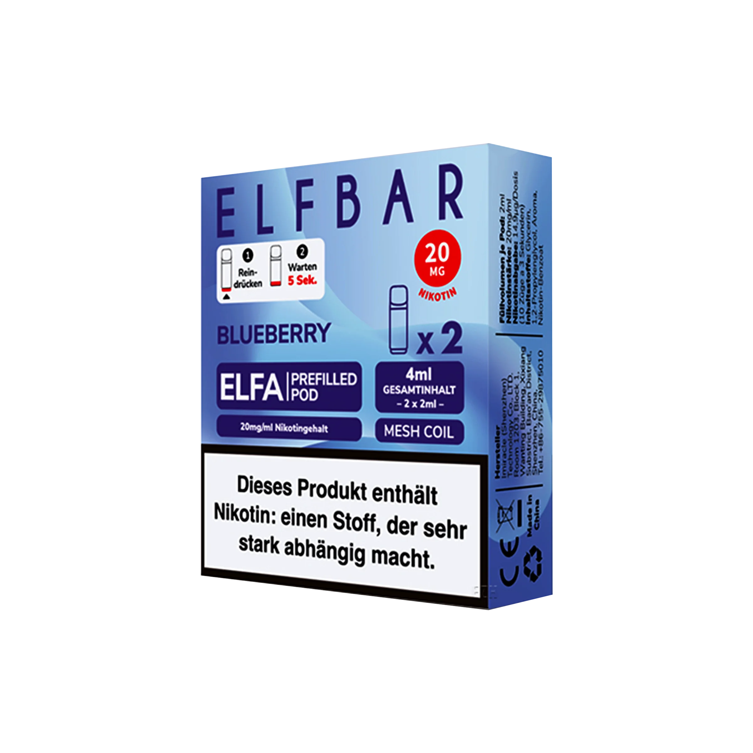 Elf Bar ELFA CP Prefilled Pod Blueberry | Neue Liquid Sorten