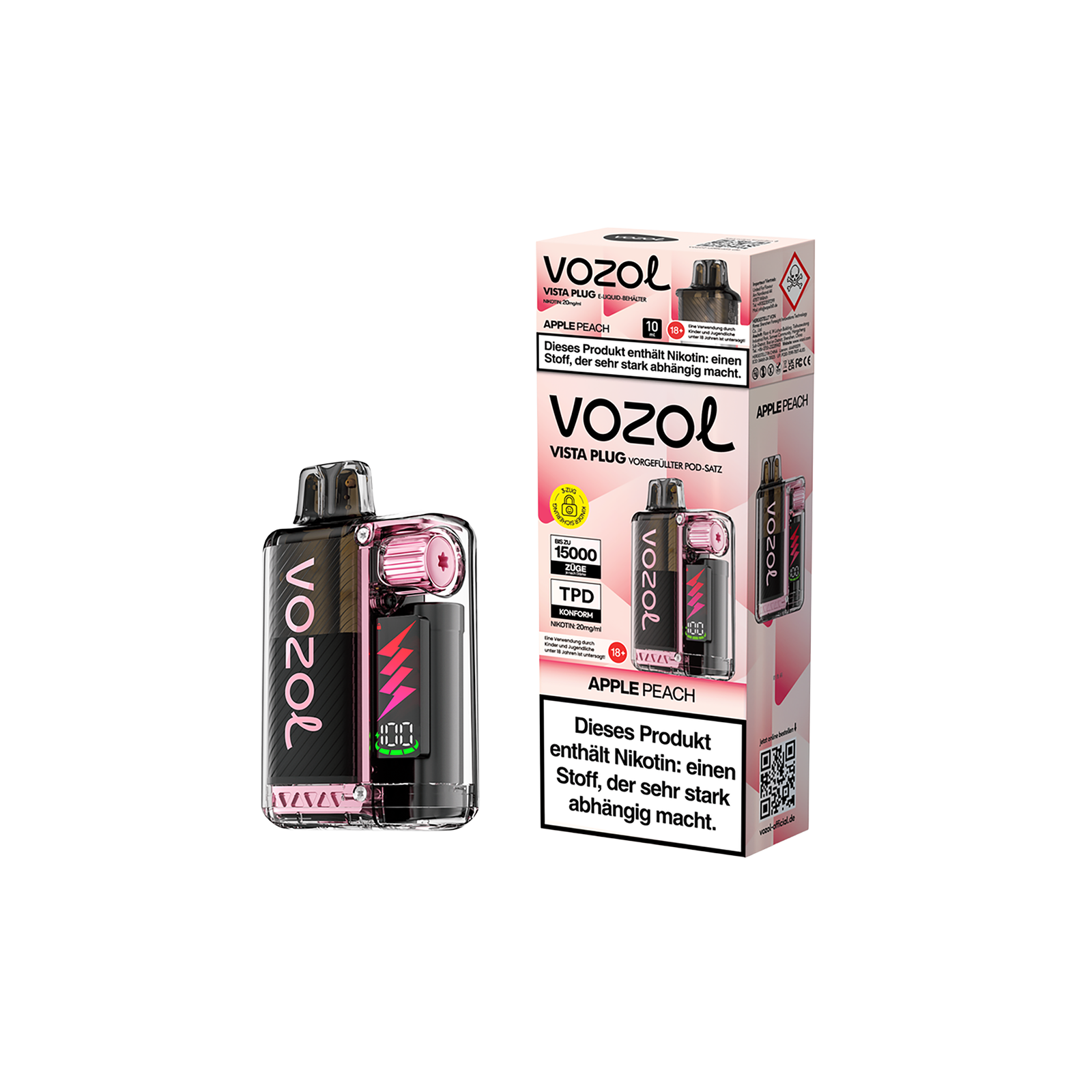 Vozol Vista Plug Apple Peach Starterkit 15000 – bis zu 15.000 Züge - 1