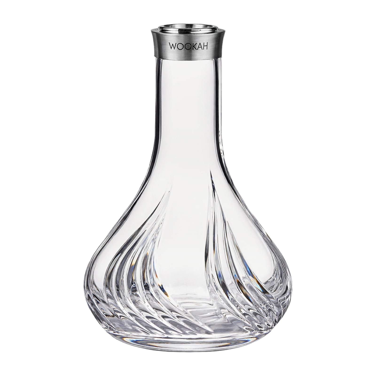Kristallvase Mastercut Flames Clear mit Edelstahlring WOOKAH, freigestellt