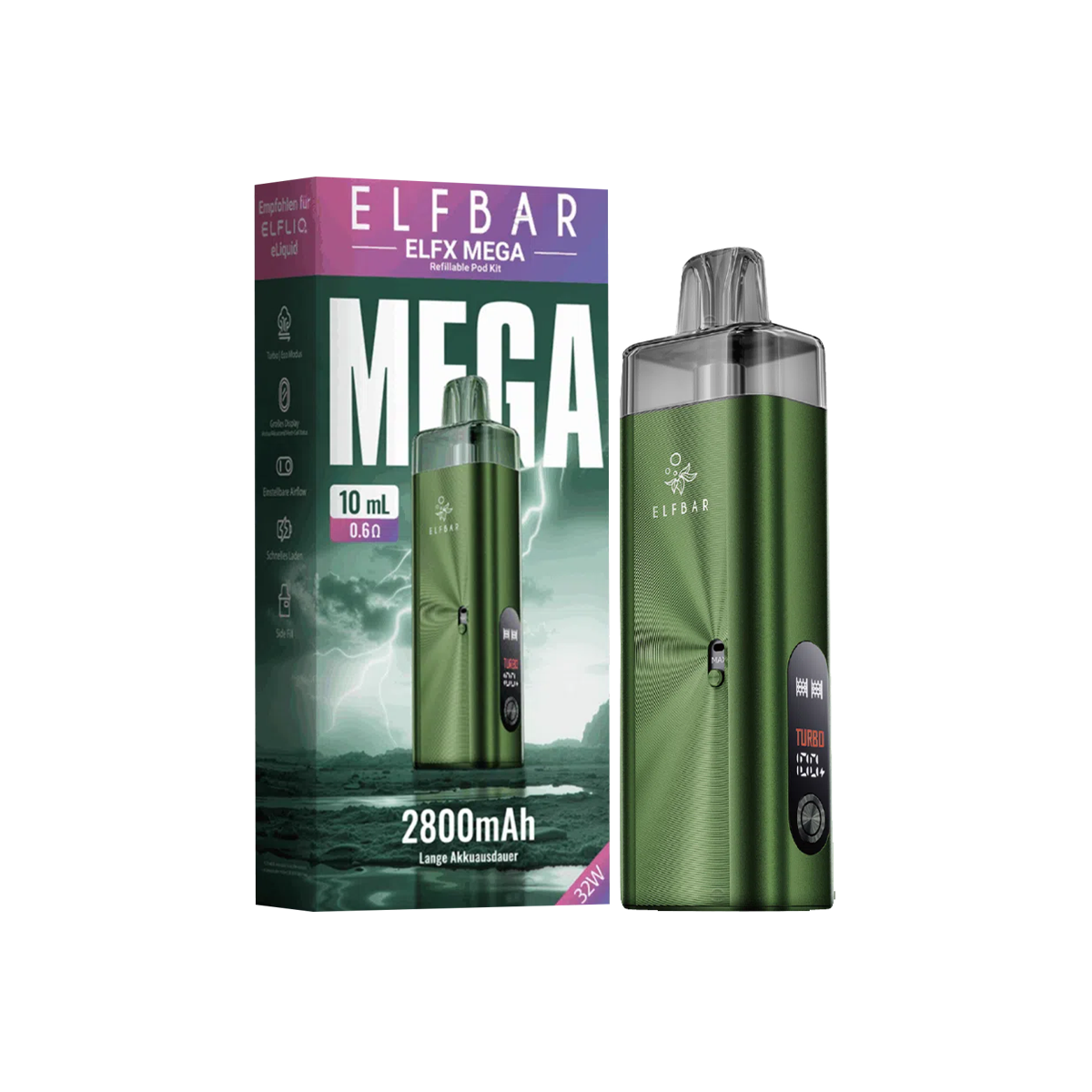 Elfbar Elfx Mega Green Basisgerät 2800 mAh 2