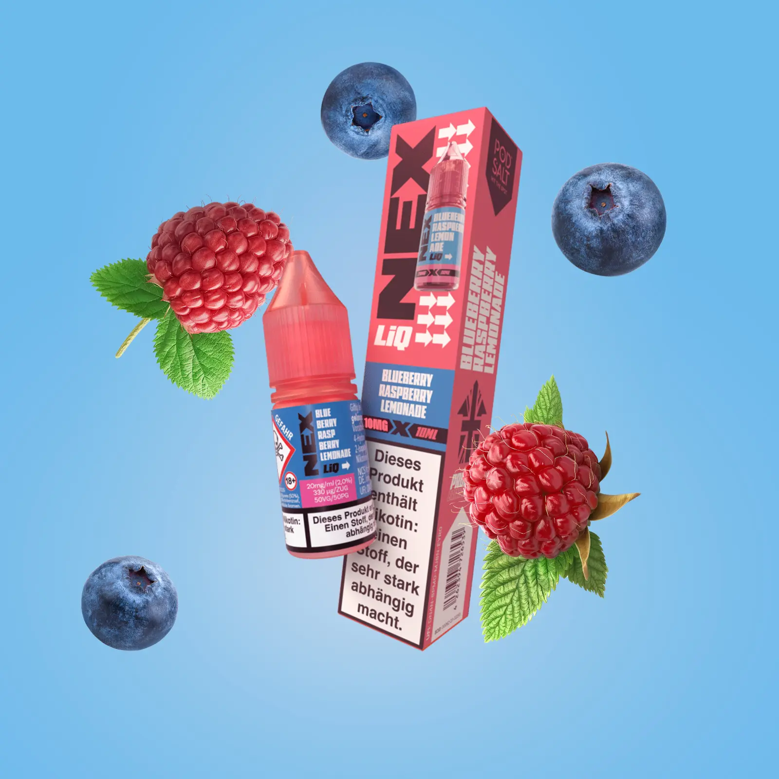 NexLiq - Pod Salt- NicSalt - 10 ml 10 mg Blueberry Raspberry Lemonade 1