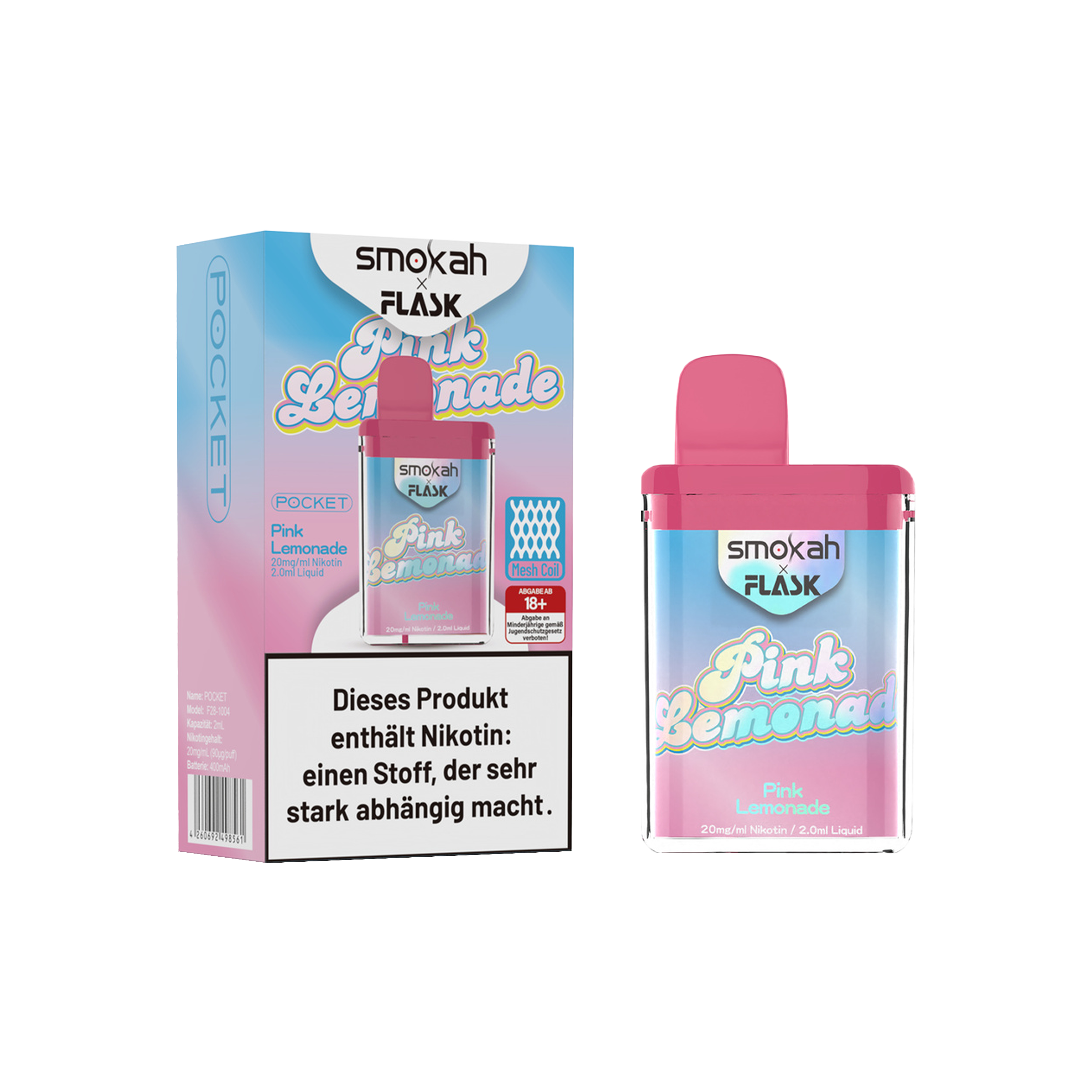 Smokah - Flask - Pink Lemonade - Vapestick | Alle neuen Sorten g&uuml;nstig online kaufen - Hookain E-Shisha Onlineshop 2