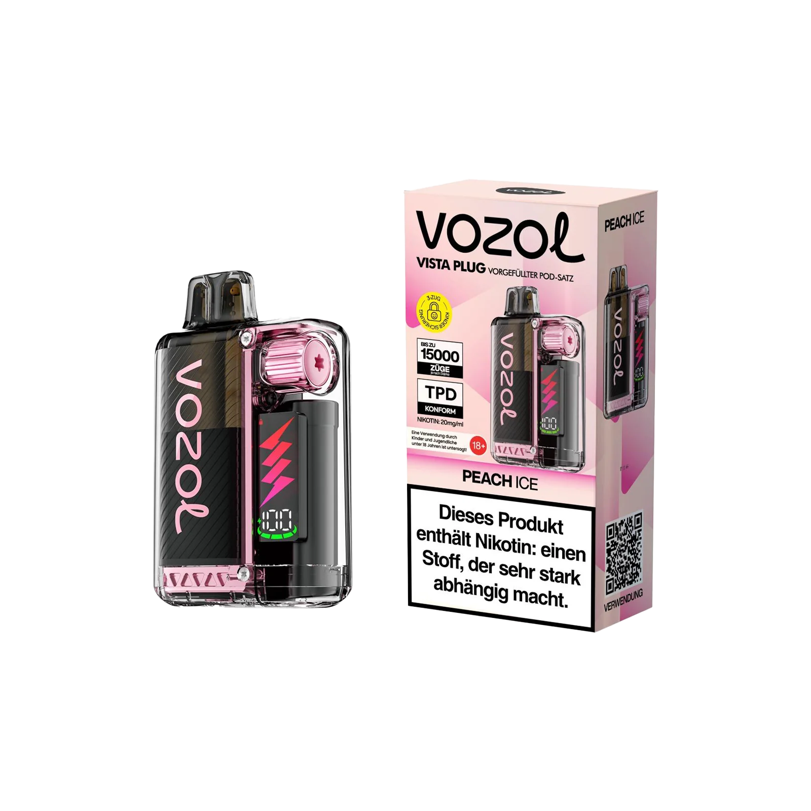 Vozol Vista Plug Starterkit Peach Ice – 15.000 Züge & Dual Coils