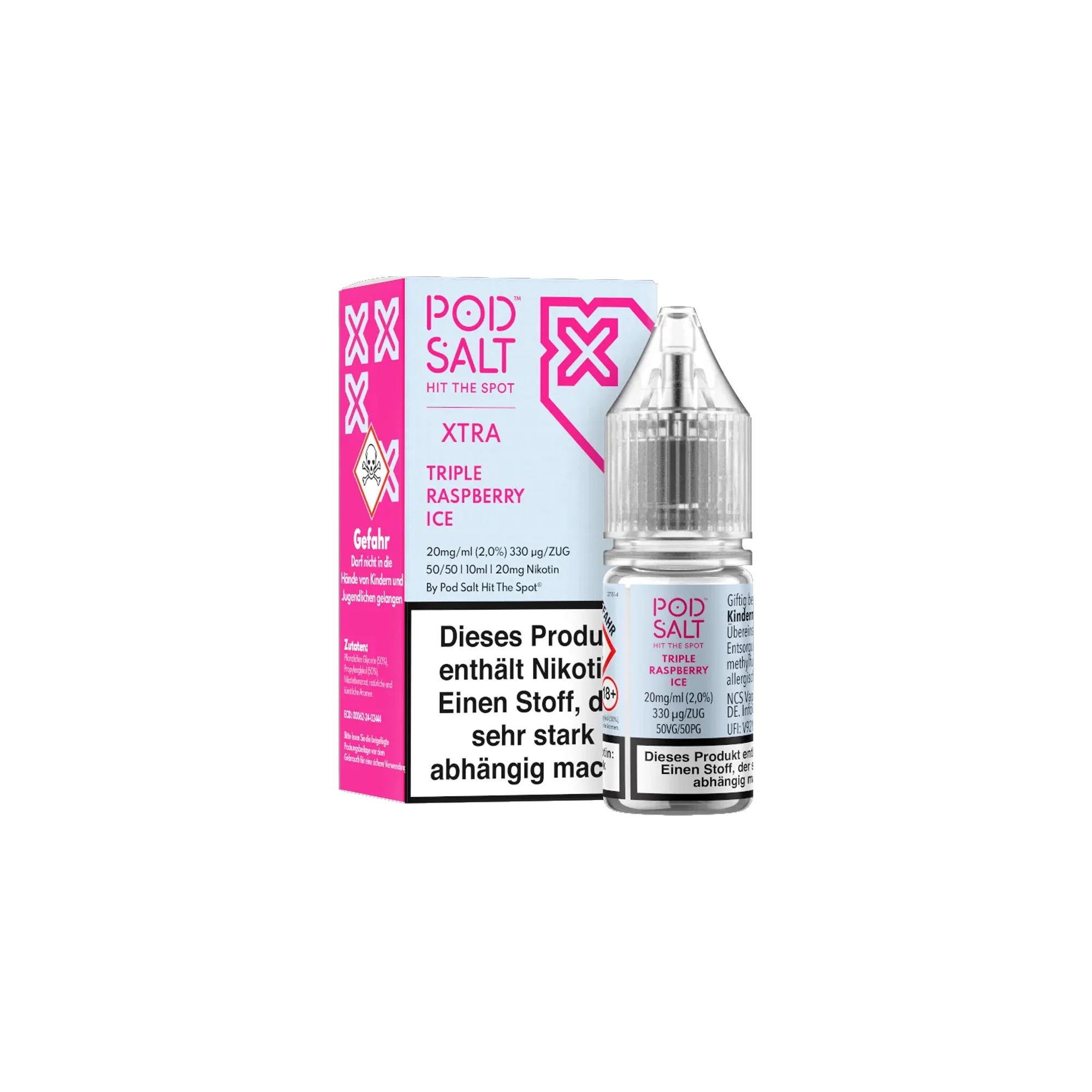 Pod Salt Xtra Nikotinsalz E-Liquid Triple Raspberry Ice 10 ml mit 20 mg günstig bestellen 2