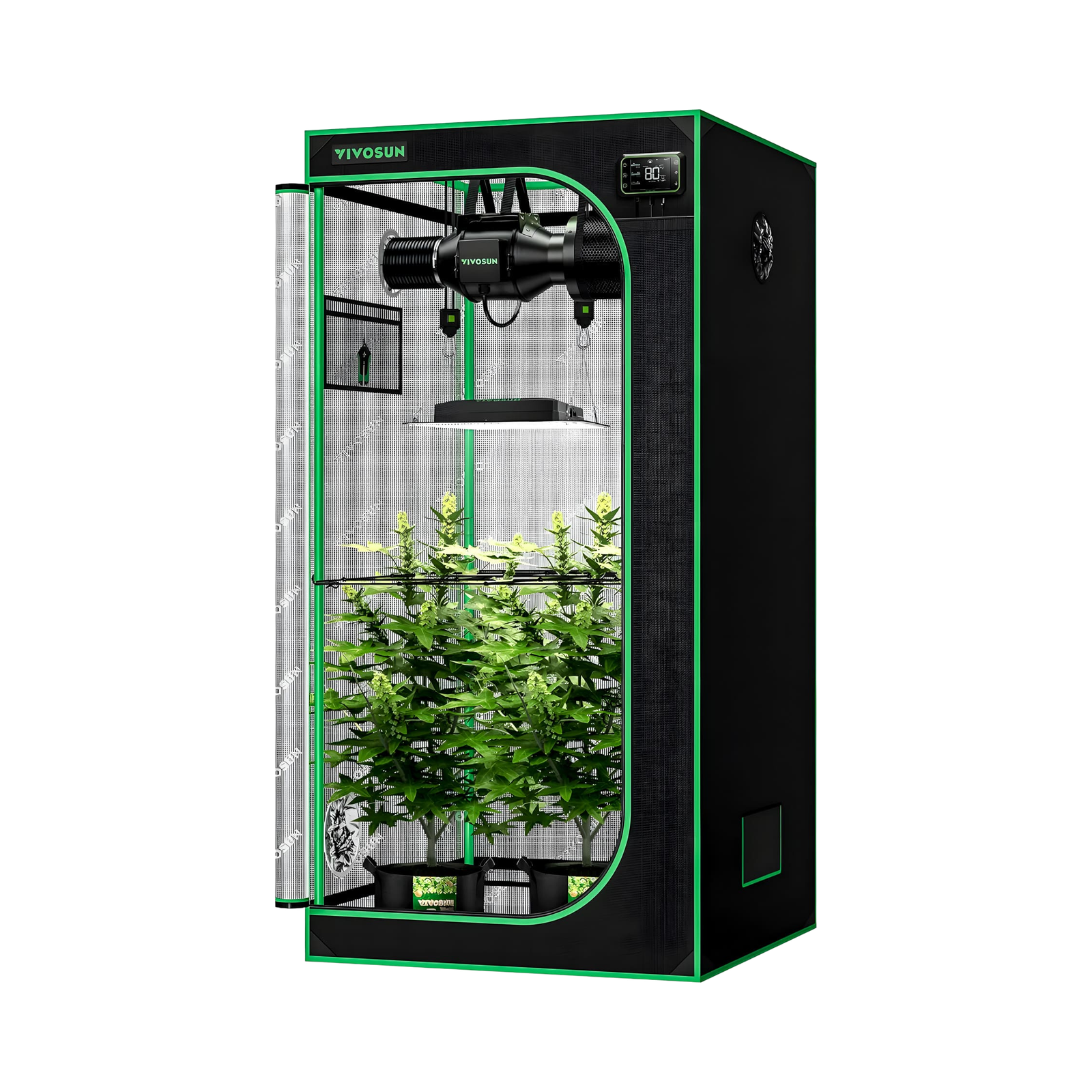 Vivosun Smart Growbox 80x80x160 cm mit AeroLight LED, AeroZesh Bel&uuml;ftung und GrowHub Controller 2