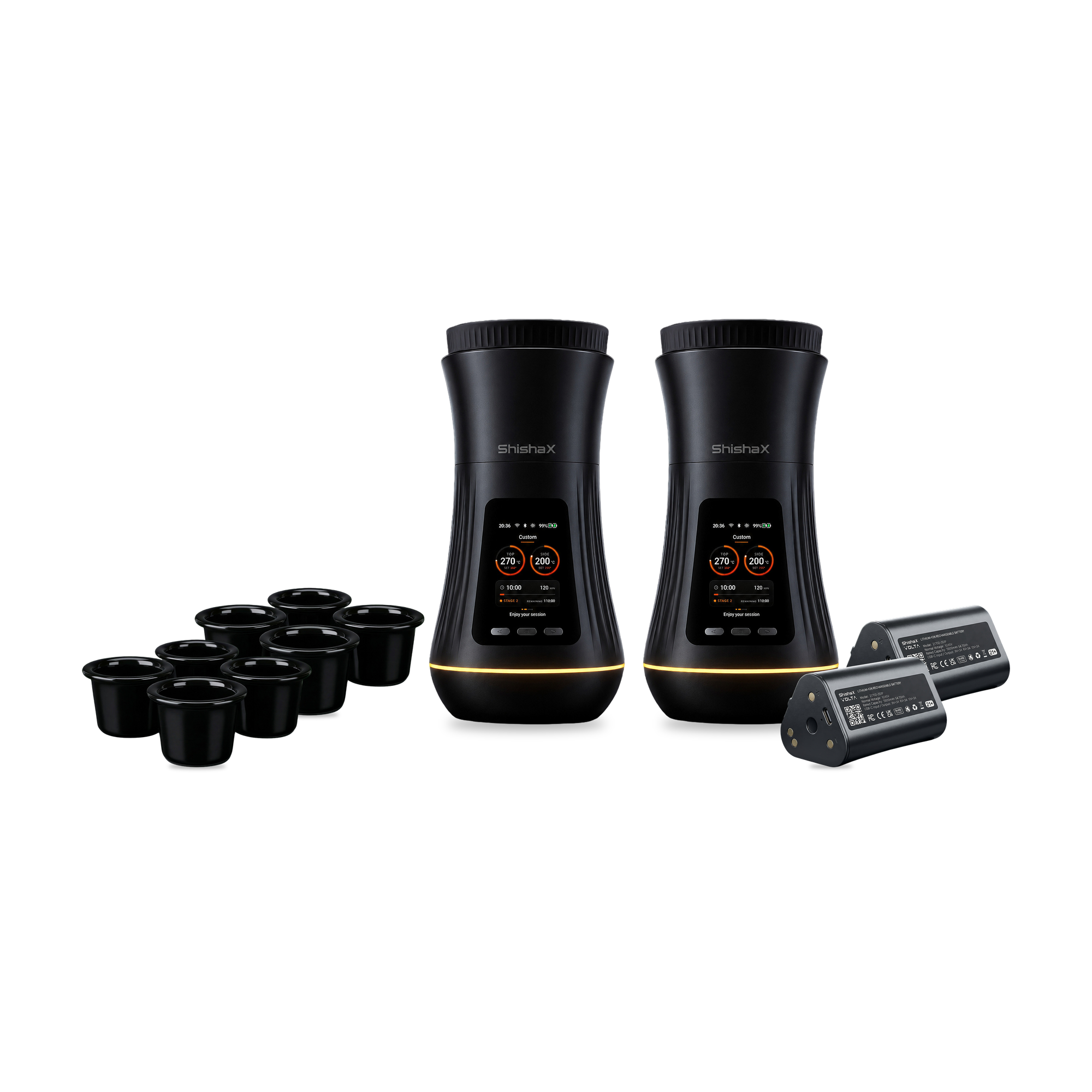 ShishaX VOLTA DUO Extended Pack: zwei ShishaX VOLTA Black, acht Keramikkammern und zwei Wechselakkus
