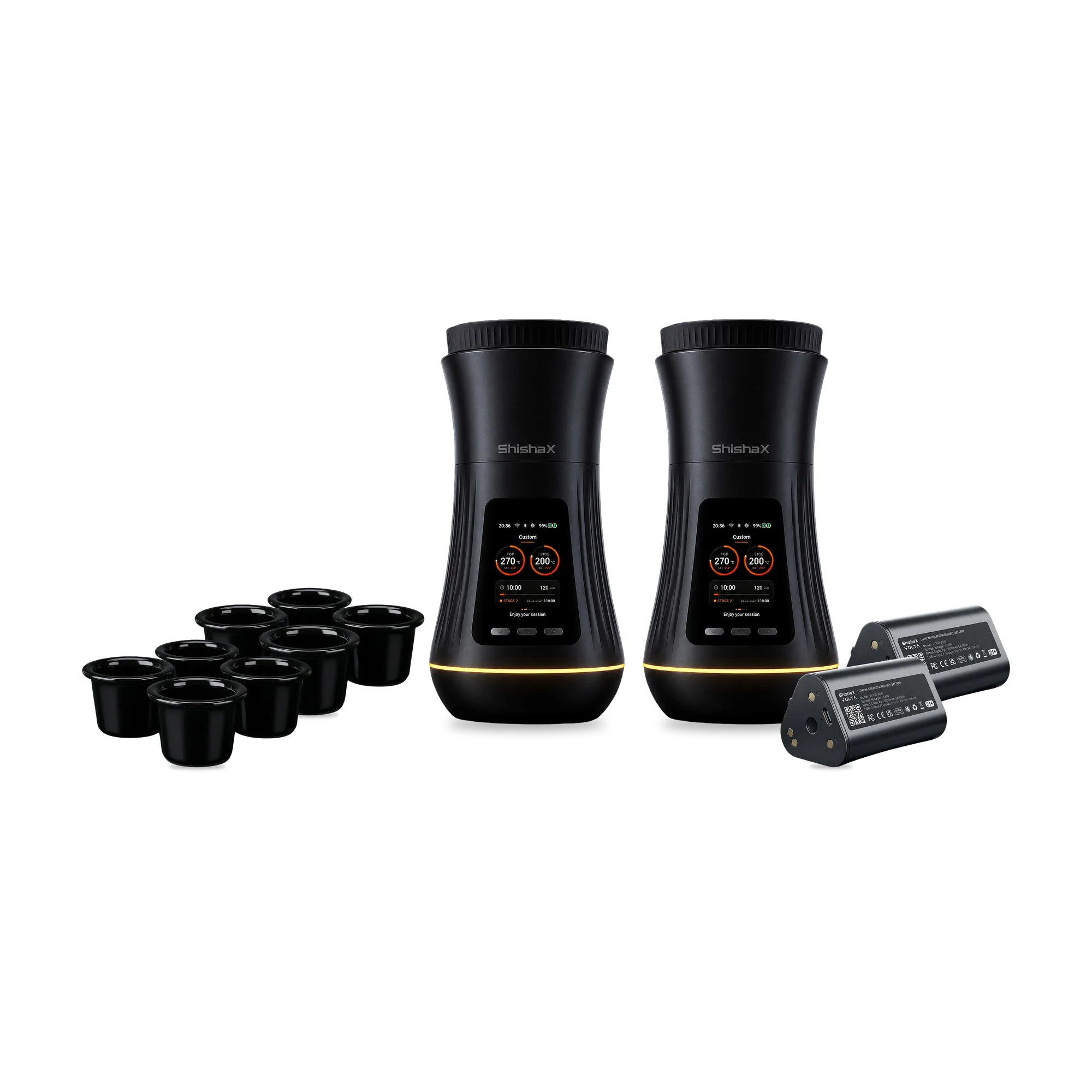 ShishaX VOLTA DUO Extended Pack: zwei ShishaX VOLTA Black, acht Keramikkammern und zwei Wechselakkus