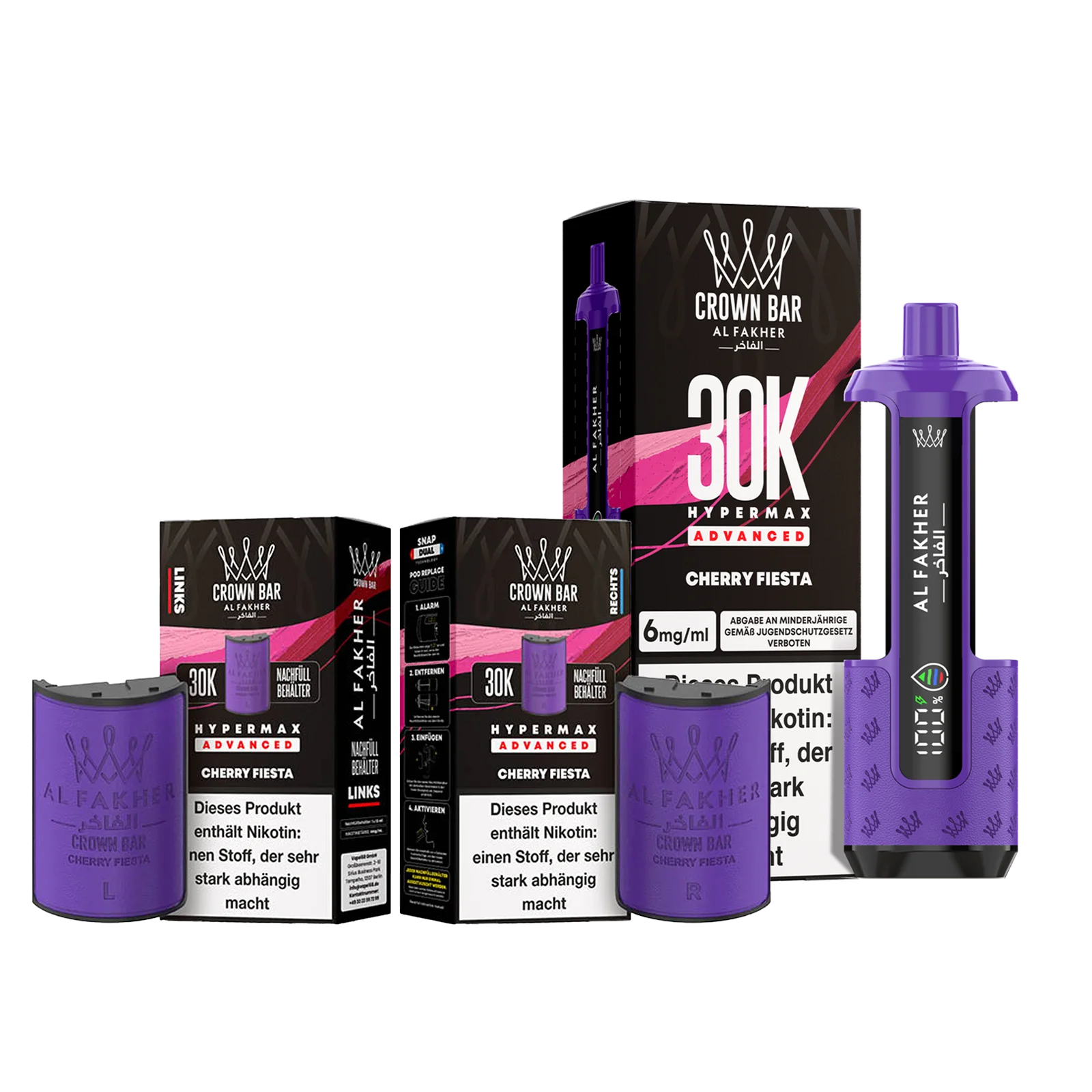 Al Fakher - Crown Bar - Hypermax - Advanced - 30K - Cherry Fiesta 1 Al Fakher - Crown Bar - Hypermax - Advanced - 30K - Cherry Fiesta 1