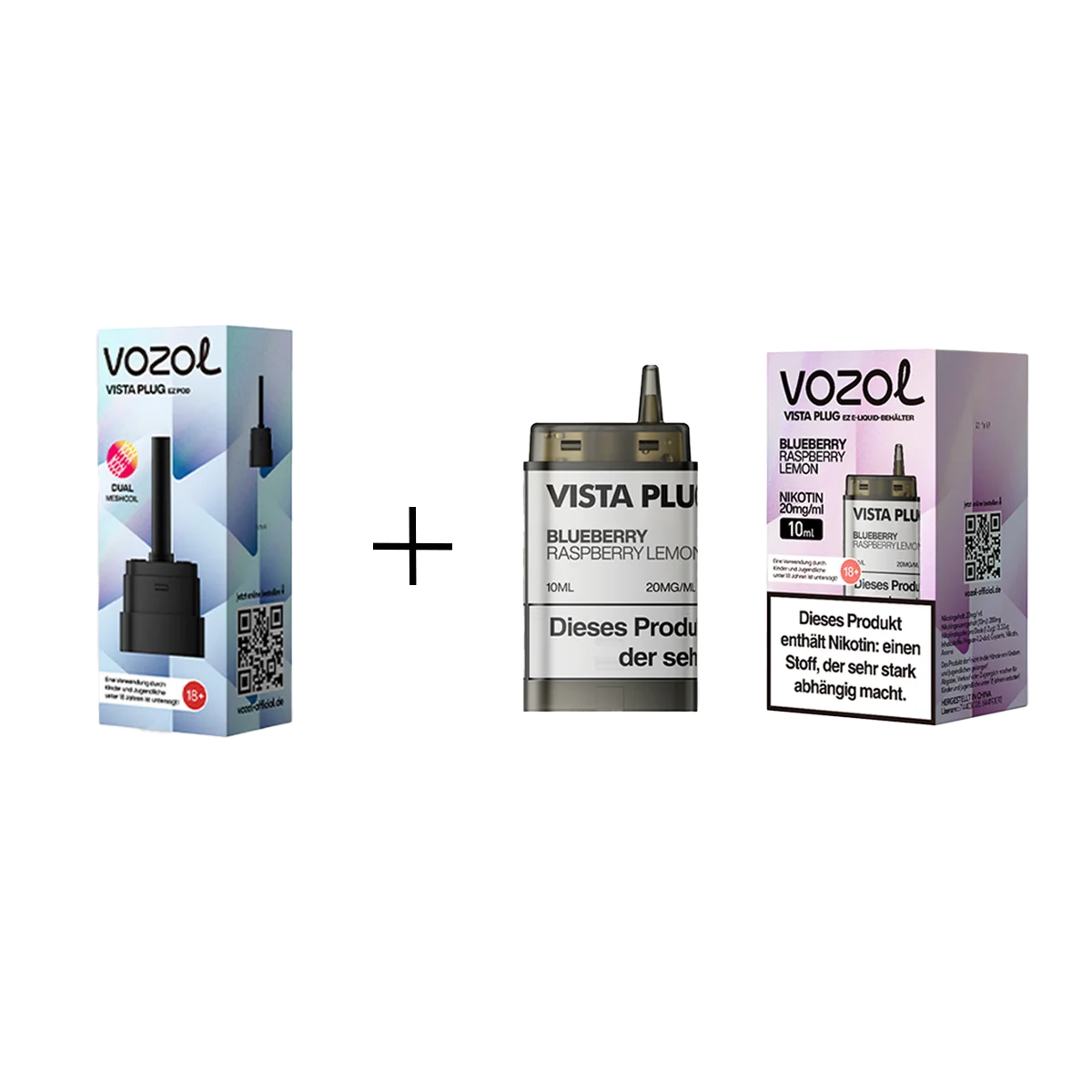 Vozol - Vista Plug Set - EZ Pod - Blueberry Raspberry Lemon + Empty Pod