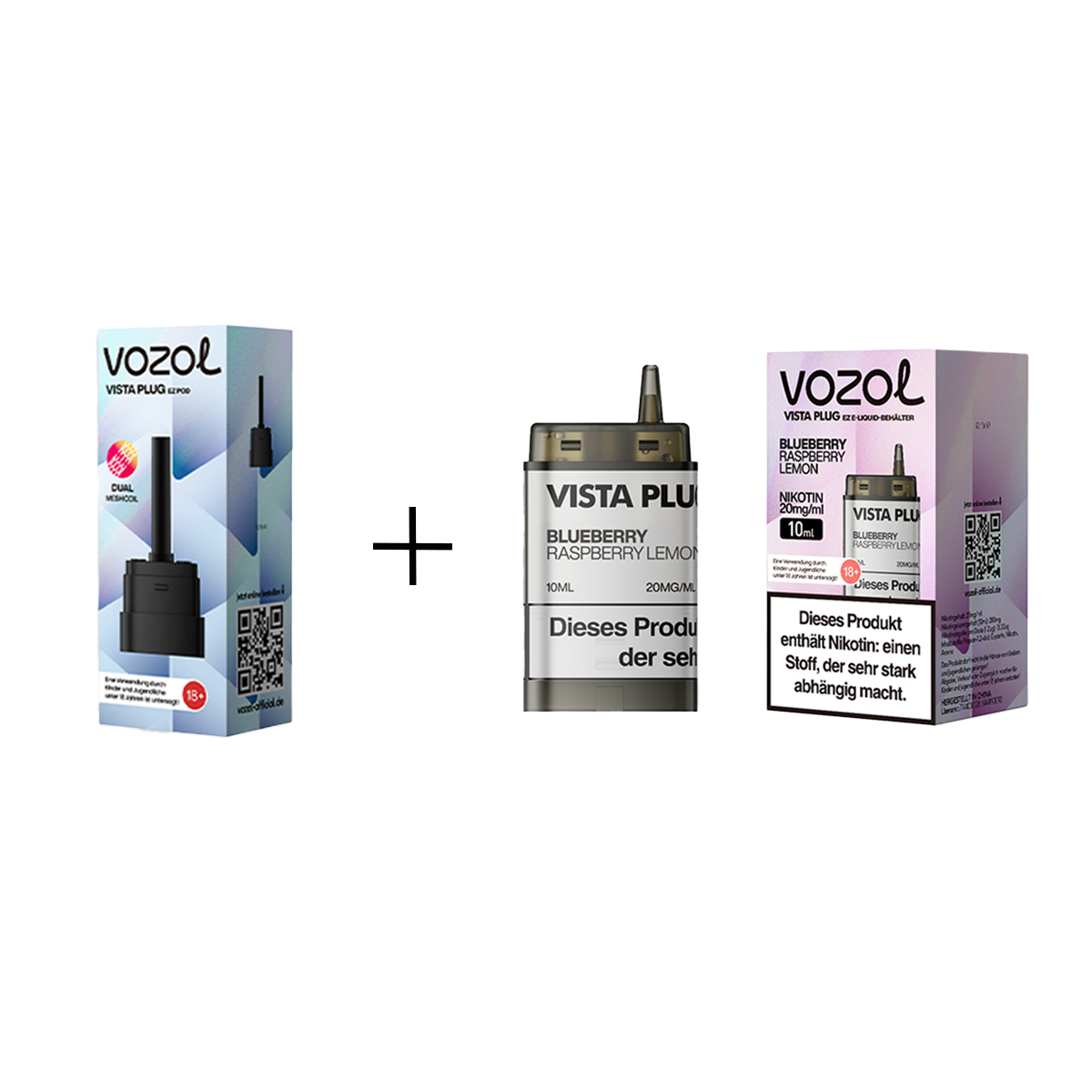 Vozol - Vista Plug Set - EZ Pod - Blueberry Raspberry Lemon + Empty Pod