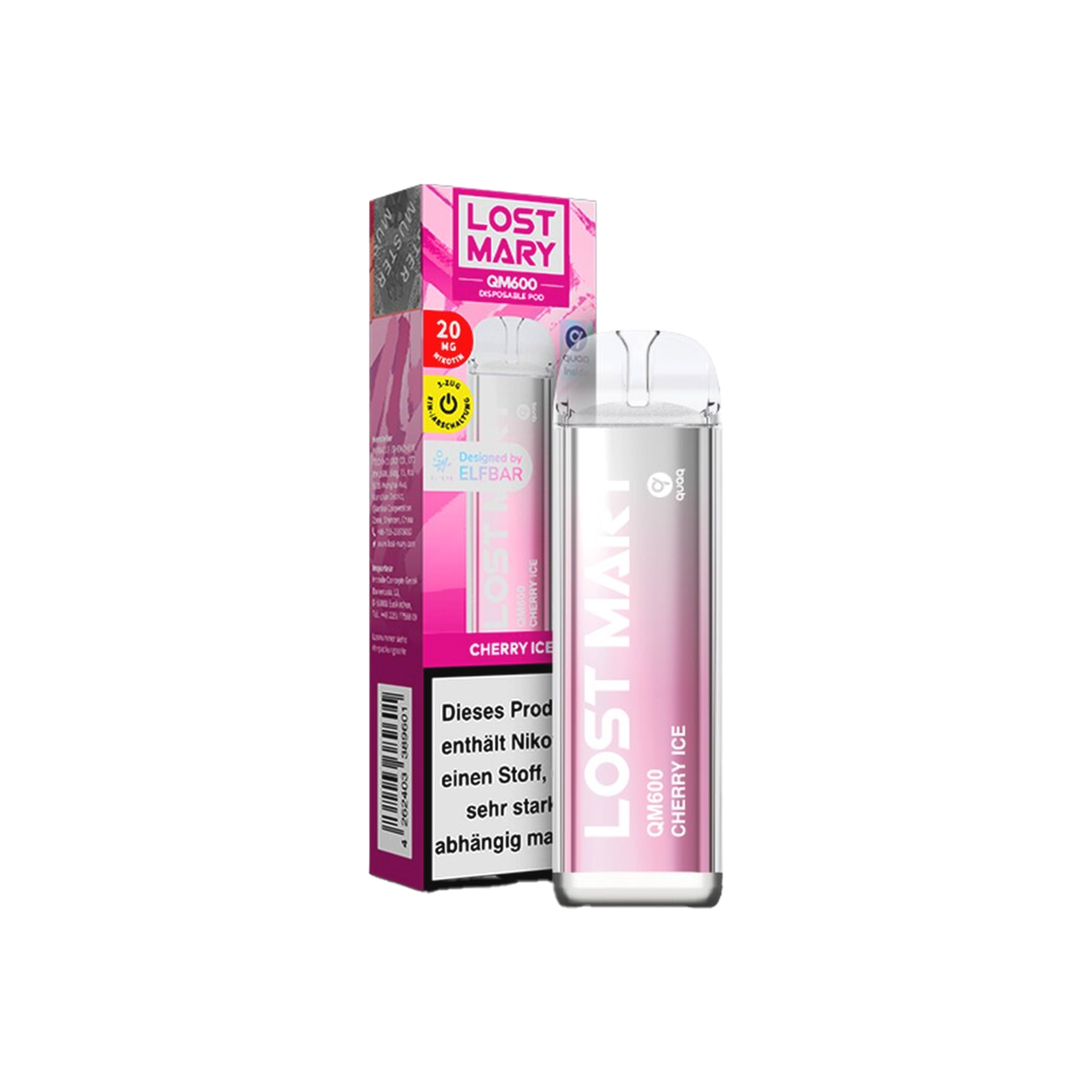 Lost Mary - QM600 - Cherry Ice - Vapestick - 20 mg | Alle neuen Sorten g&uuml;nstig online kaufen - Hookain E-Shisha Onlineshop
