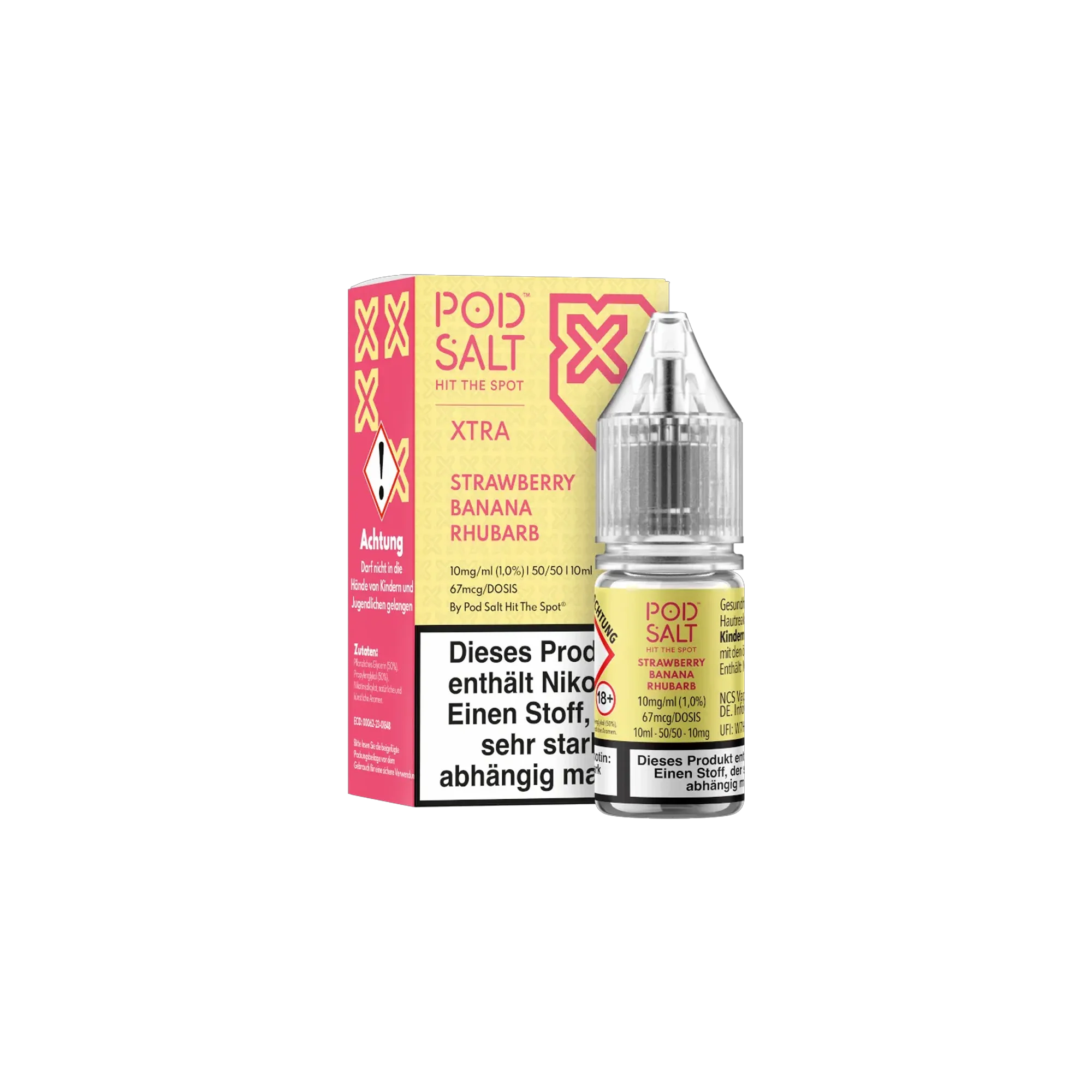Pod Salt Xtra Nikotinsalz E-Liquid Strawberry Banana Rhubarb 10 ml mit 10 mg günstig bestellen 2