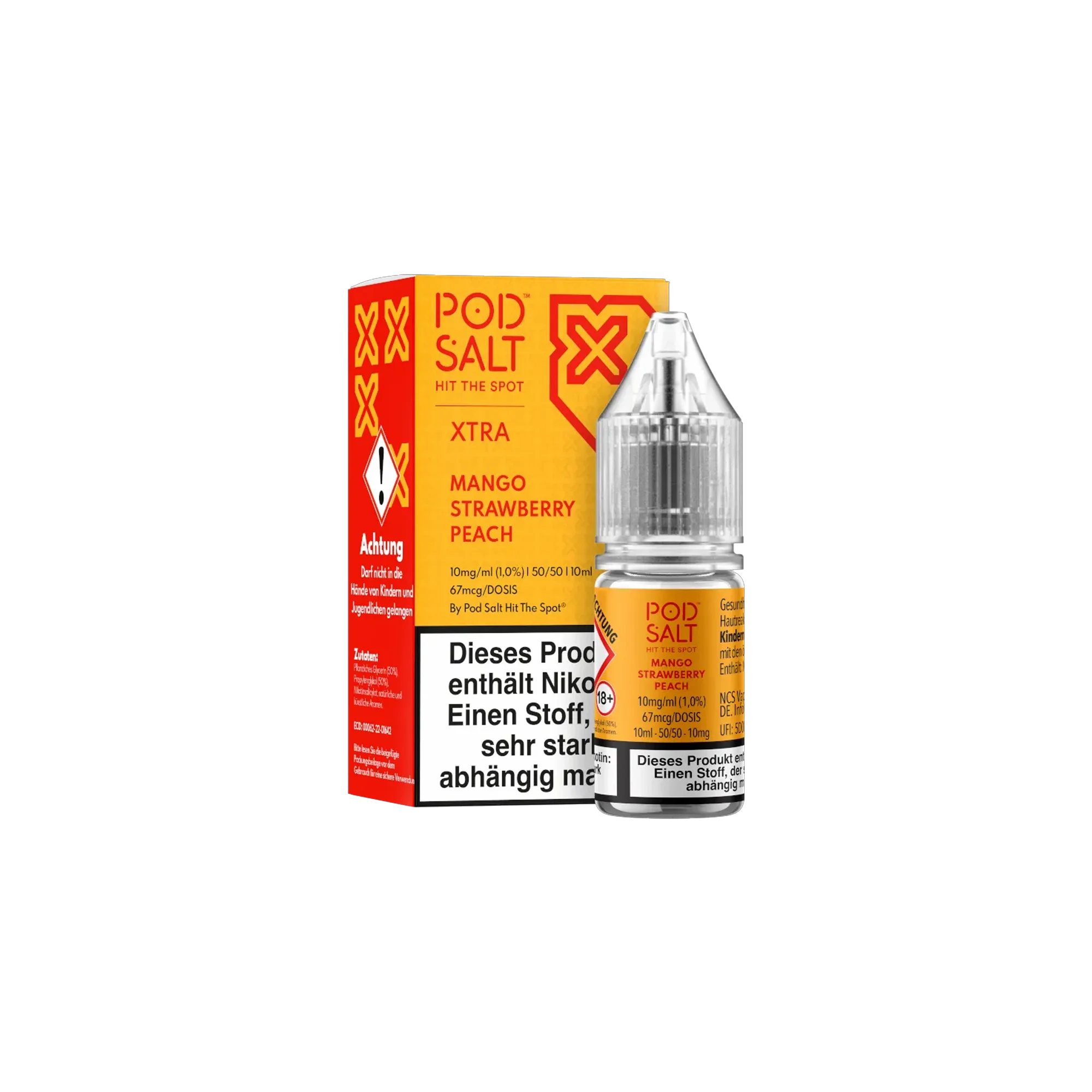 Pod Salt Xtra Nikotinsalz E-Liquid Mango Strawberry Peach 10 ml mit 10 mg günstig bestellen 2