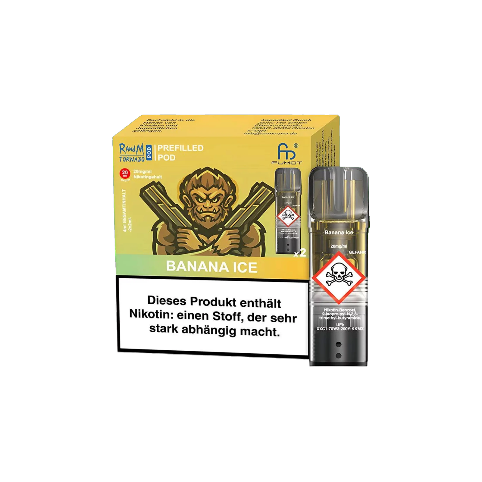 RandM  - Tornado Pods - Banana Ice - 2-pack - 20 mg - 2 ml