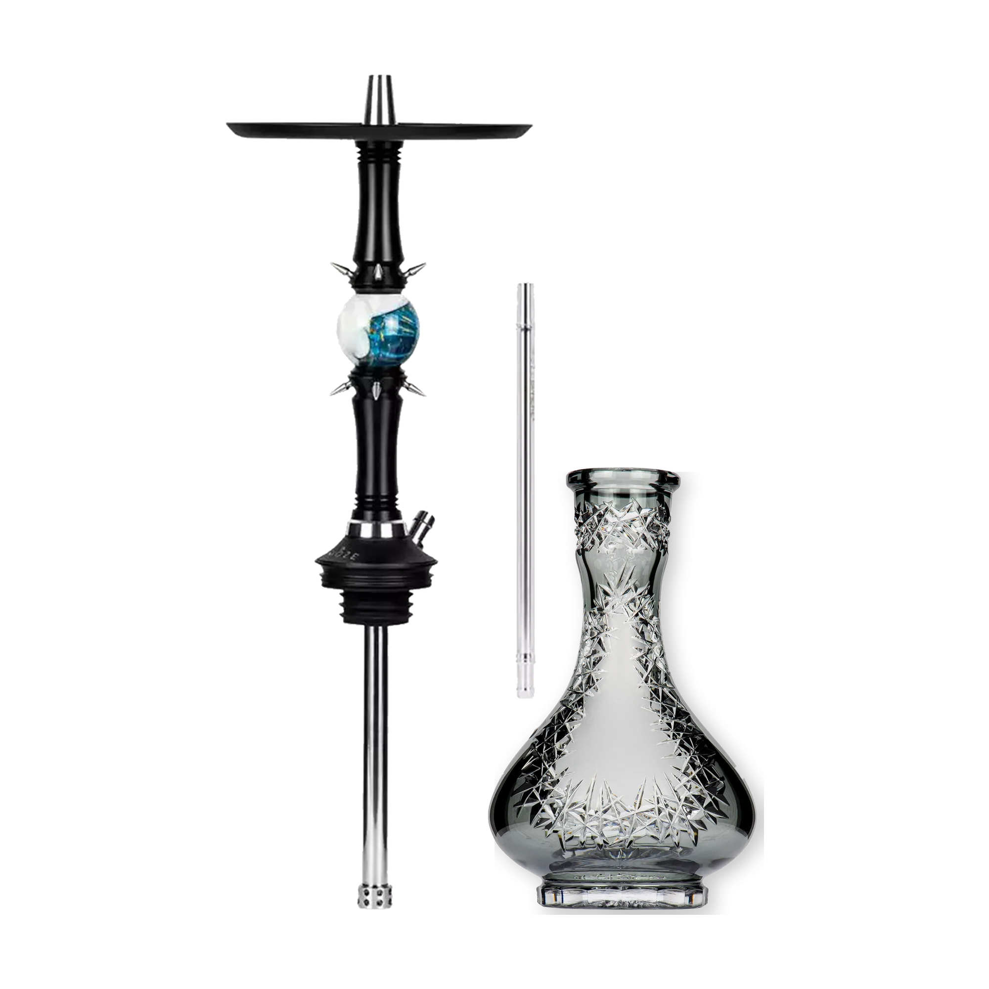 Moze Sphere 2 Frosted Earth, Mundst&uuml;ck und grau get&ouml;nte Caesar Drop Frozen V Grey freigestellt nebeneinander