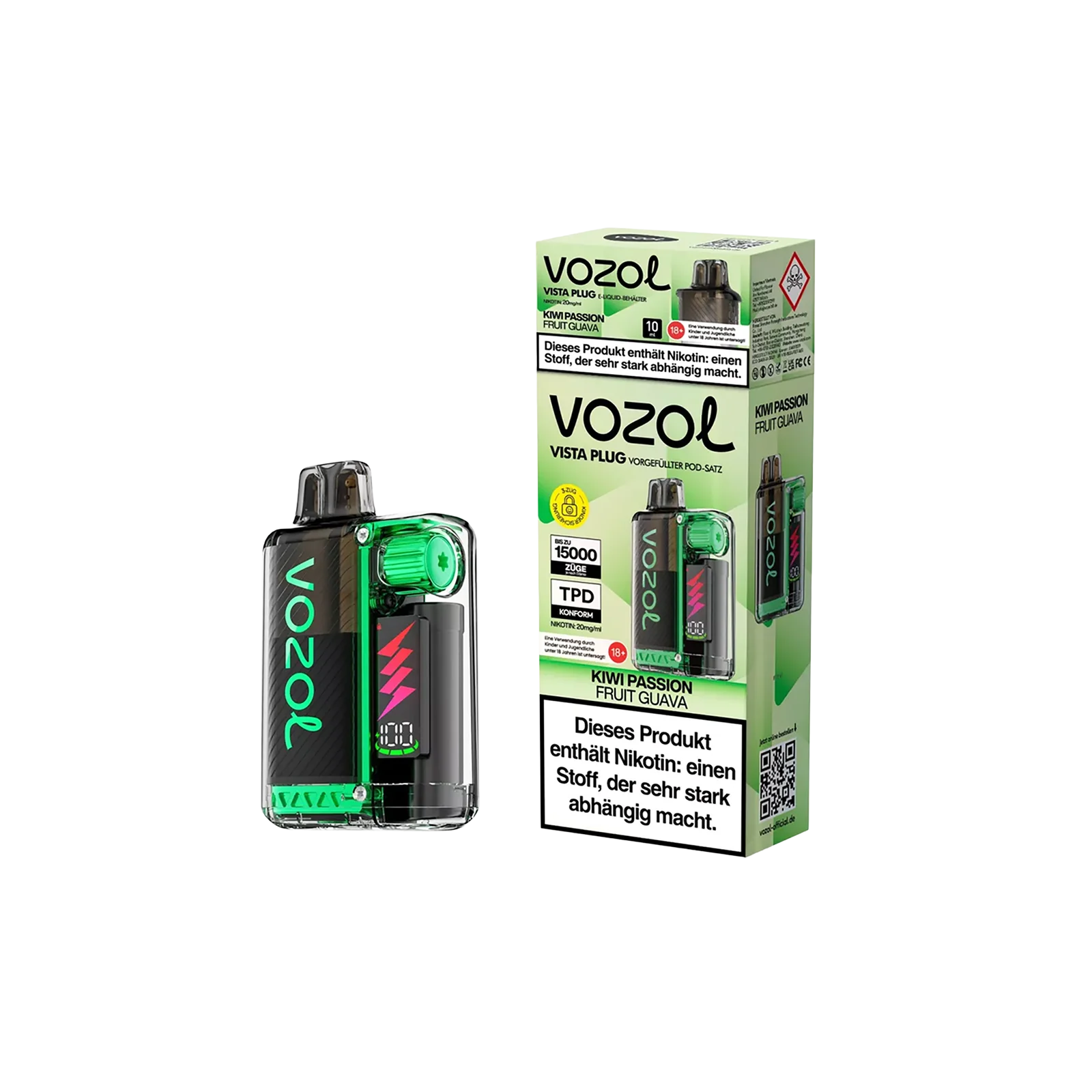 Vozol Vista Plug Starterkit Kiwi Passionfruit Guava – 15000 Züge - 1