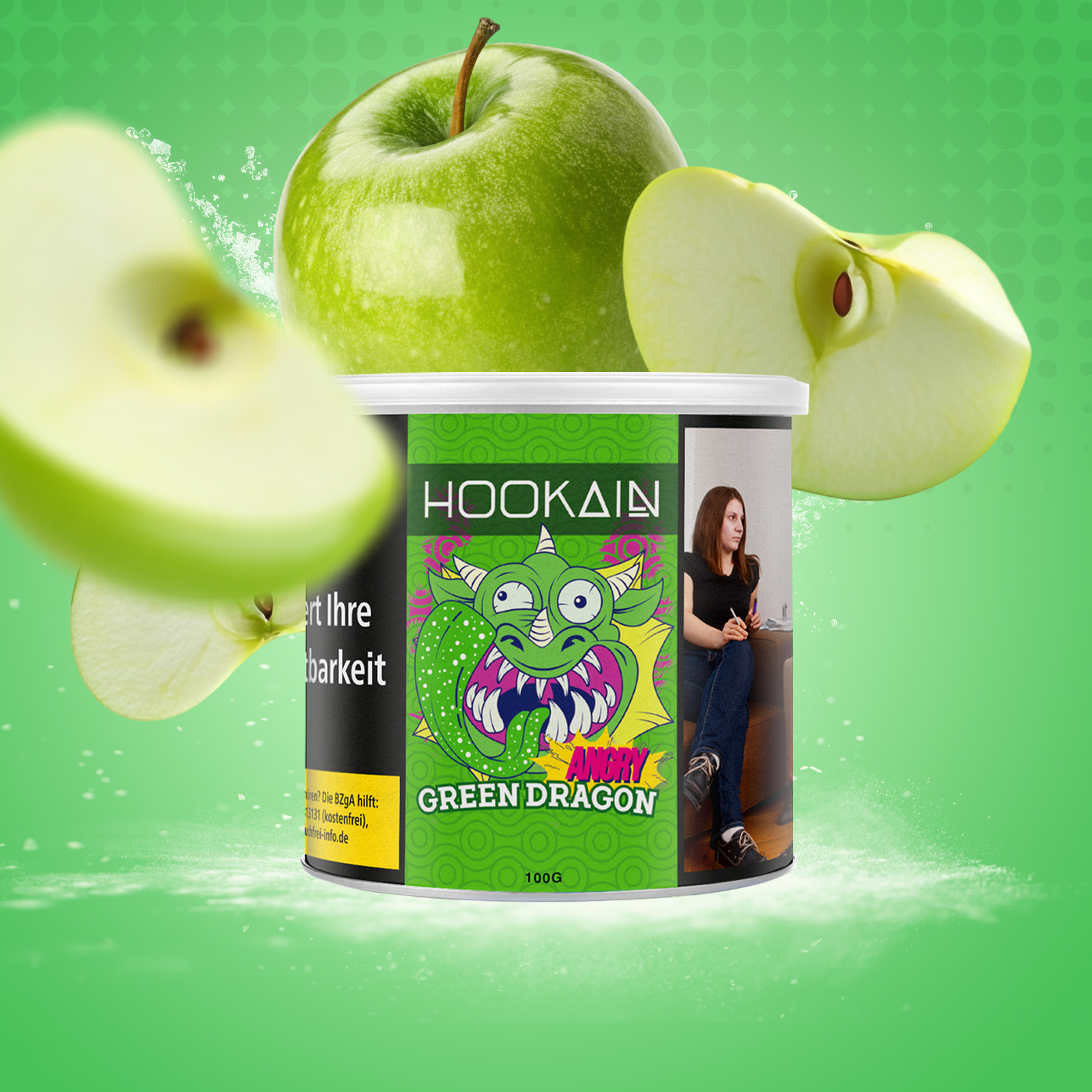 HOOKAIN Green Lean 100 g Shisha Tabak mit Citruskick 1