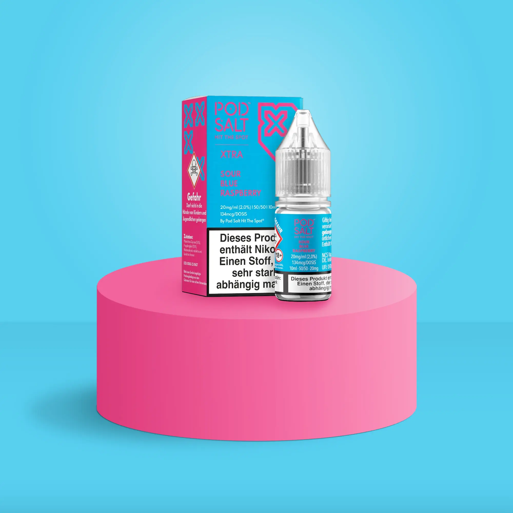 Pod Salt Xtra Nikotinsalz E-Liquid Sour Blue Raspberry 10 ml mit 20 mg günstig bestellen 1